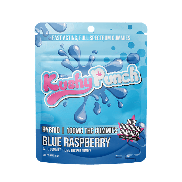 Kushy Punch - Hybrid Blue Raspberry INDIVIDUAL GUMMIES 100MG