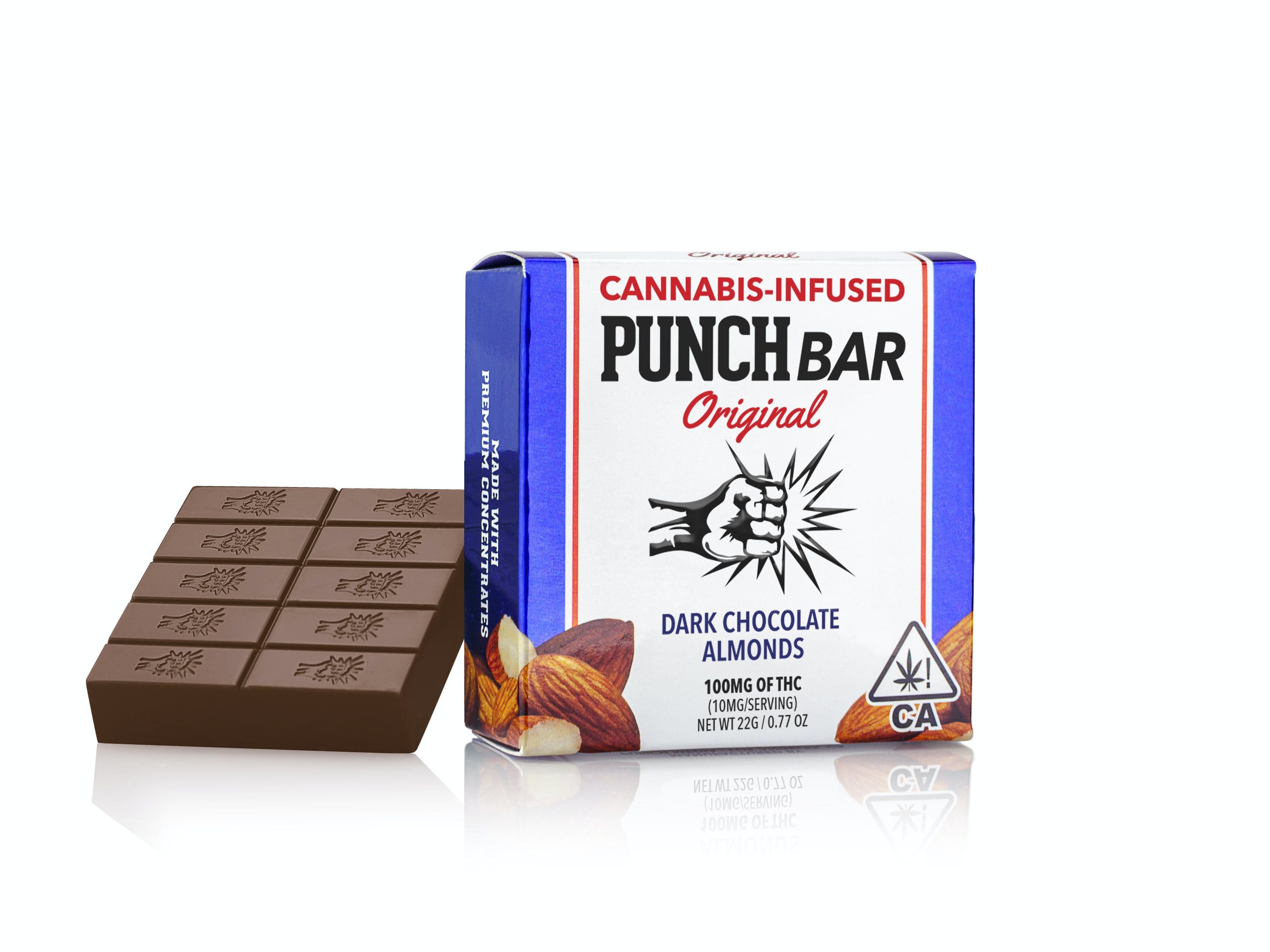 DARK CHOCOLATE ALMOND 100MG BAR - Punch BAR -  - $10.75 - Edible (weight - each)