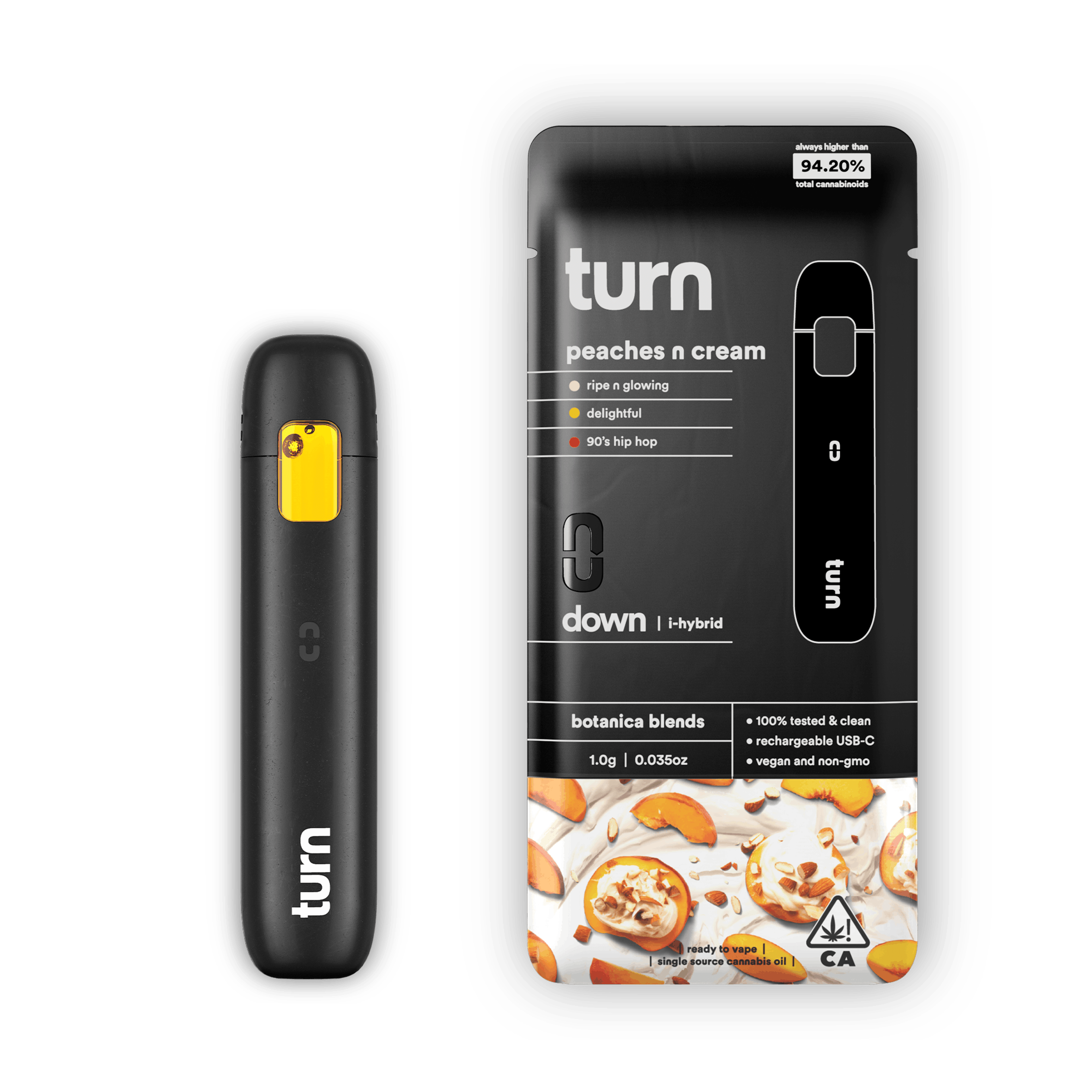 Turn Down Botanica Blends | 1g Peaches n Cream - AIO - Indica Hybrid - Turn - - $27 - All-In-Ones