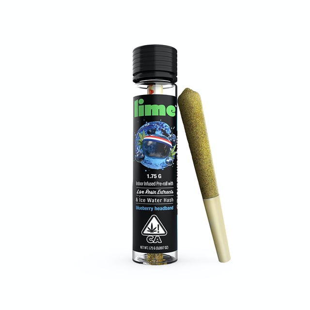 Lime - Diamond & Hash Infused 1.75g Pre-roll - Blueberry Headband