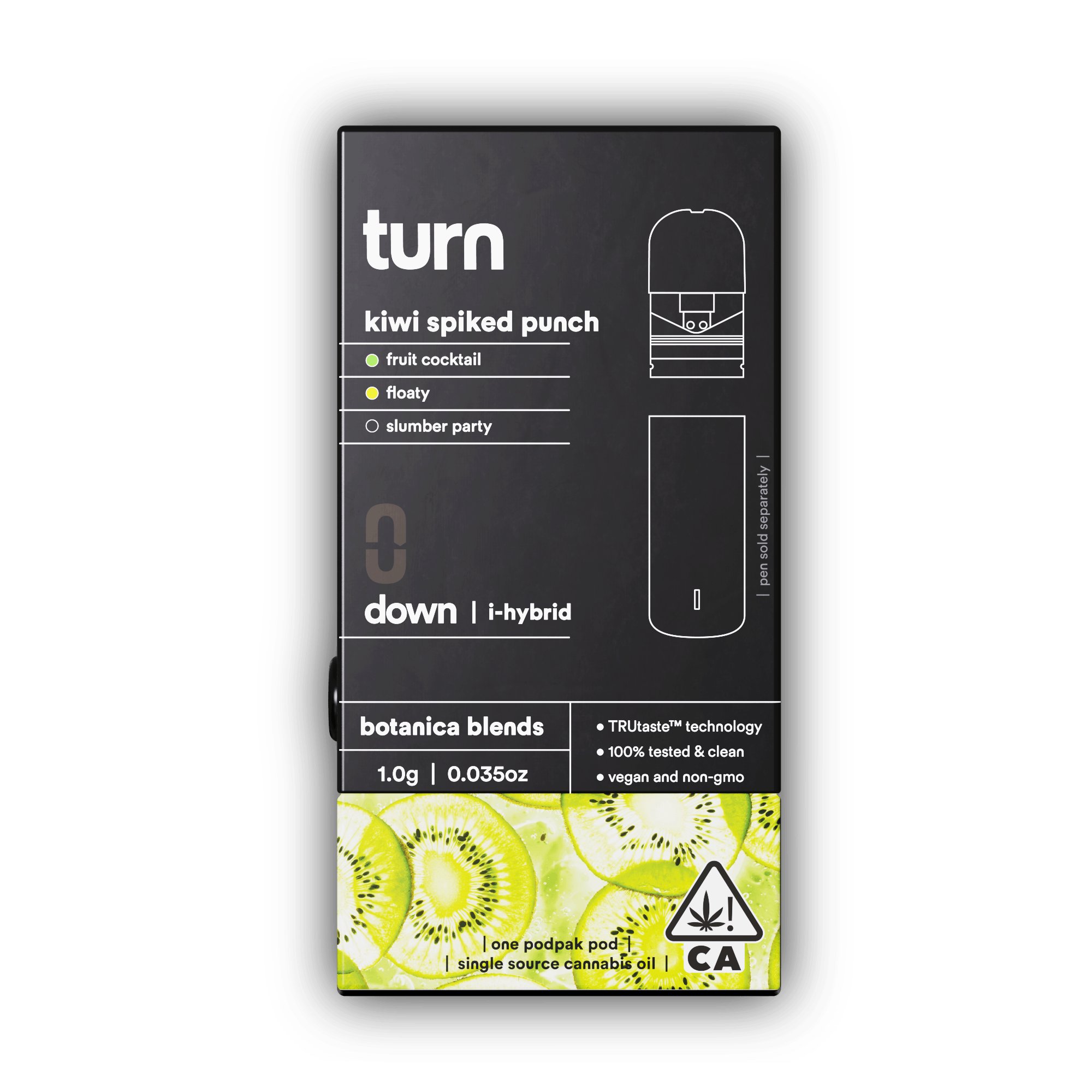 Turn Down Botanica Blends POD | 1g - Kiwi Spiked Punch - Indica Hybrid - Turn -  - $26 - Vape Carts
