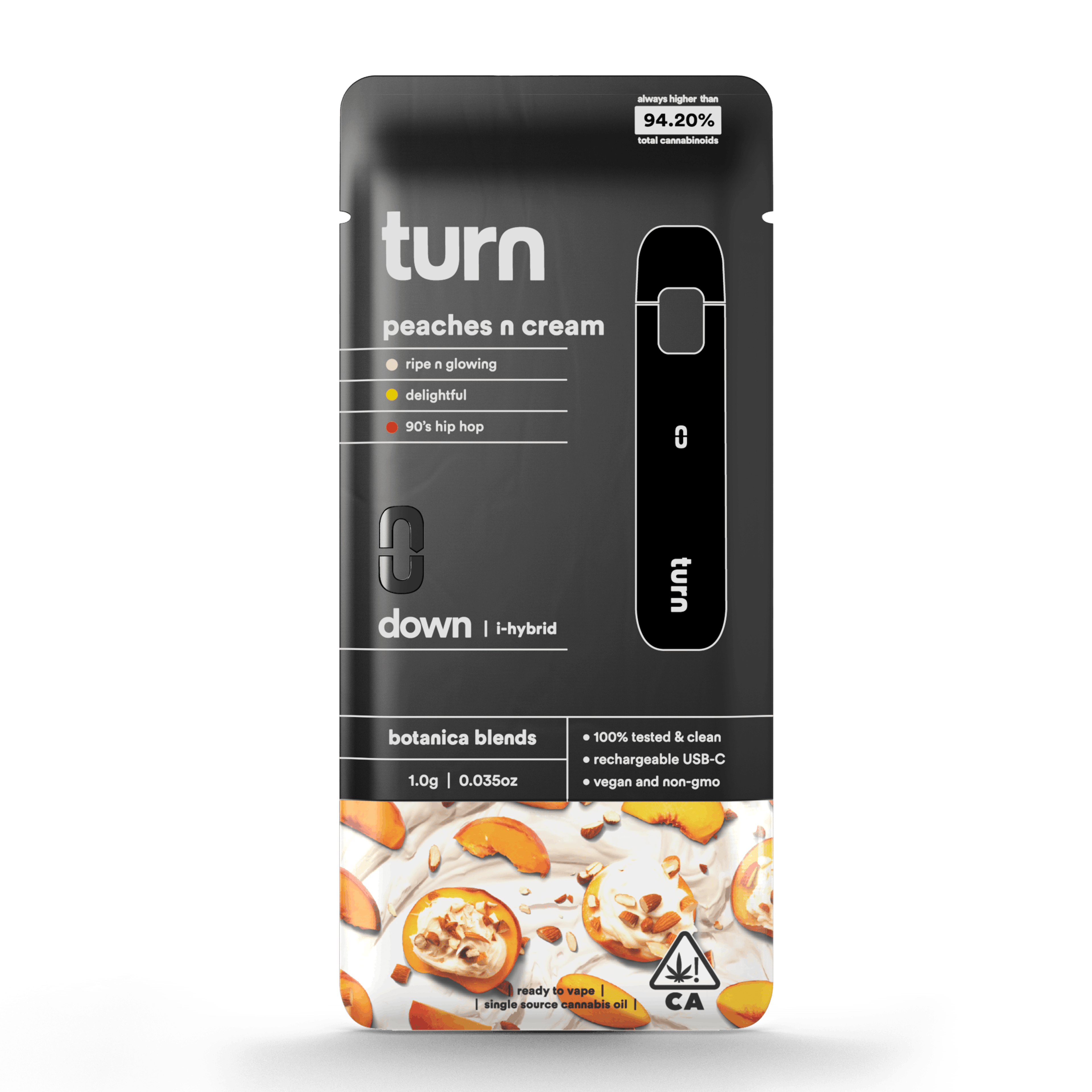 Turn Down Botanica Blends | 1g Peaches n Cream - AIO - Indica Hybrid - Turn - - $27 - All-In-Ones