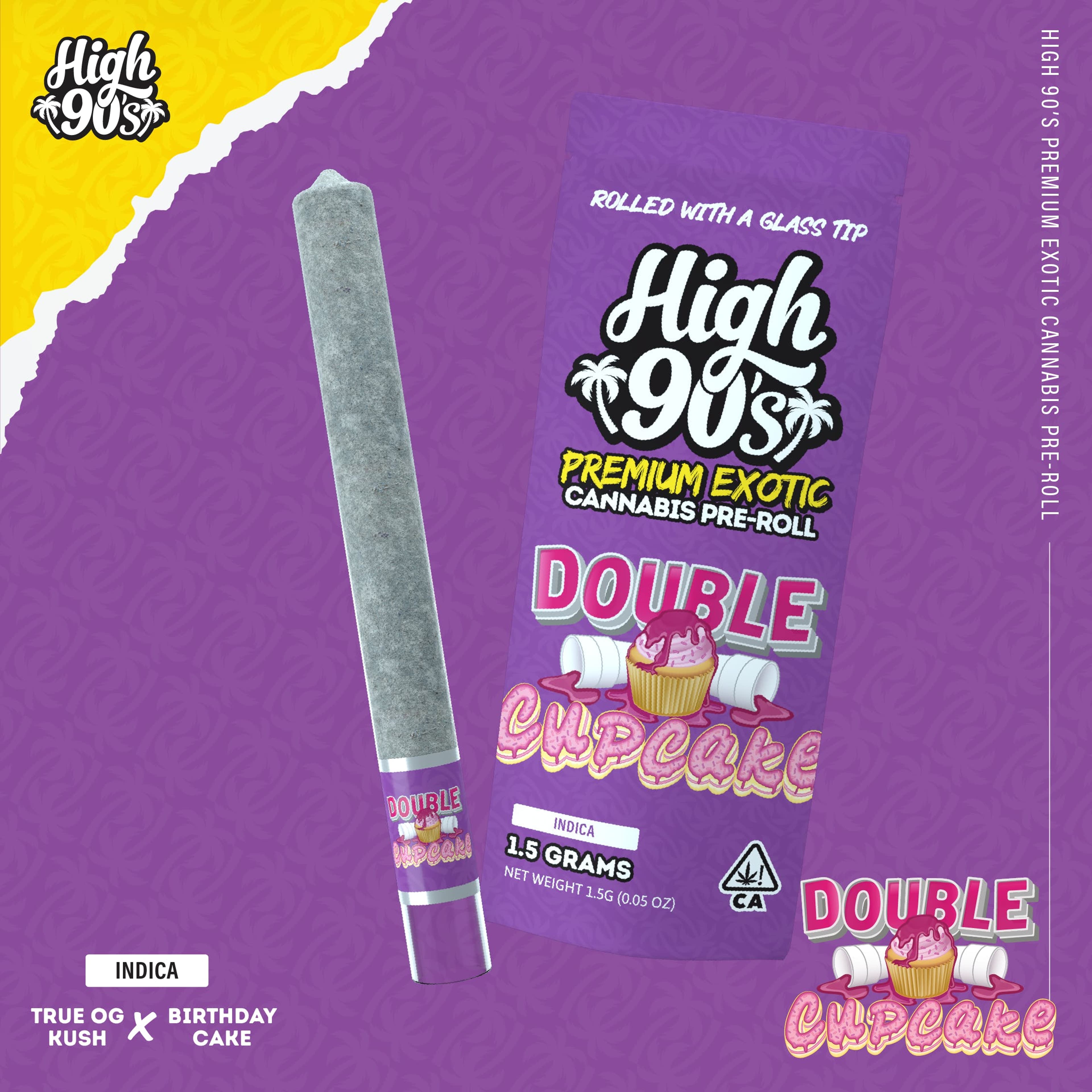 High 90s : Double Cupcake 1.5g High Roller Pre-Roll - HIGH 90s - - $15 - Pre-Rolls