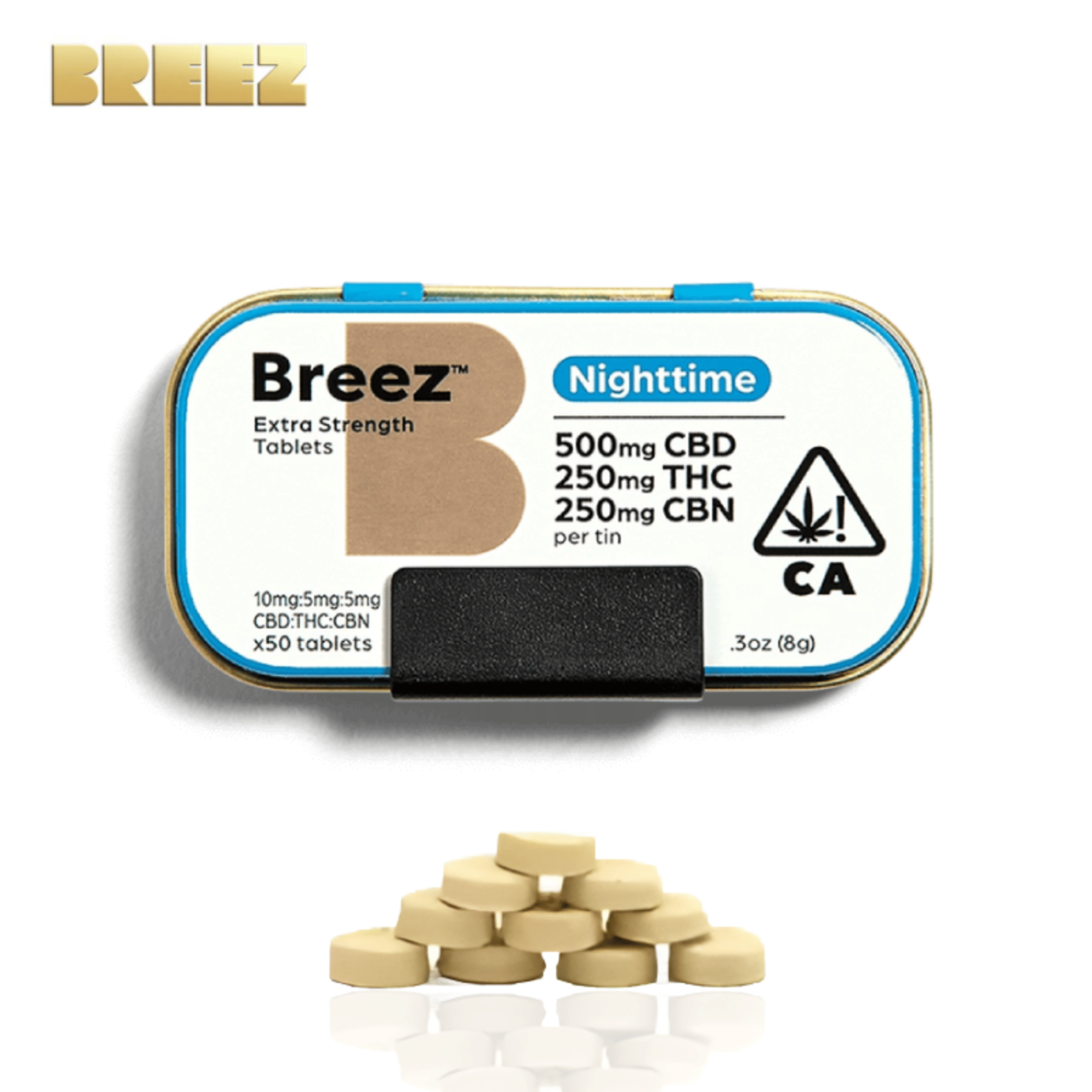 Breez - Nighttime Tablets - 250mg THC / 250mg CBN / 500mg CBD - Breez - - $54.99 - Edibles