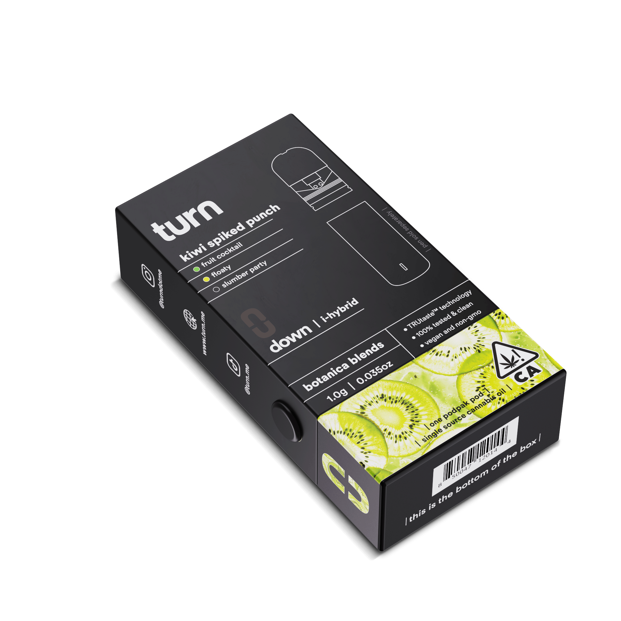 Turn Down Botanica Blends POD | 1g - Kiwi Spiked Punch - Indica Hybrid - Turn -  - $26 - Vape Carts