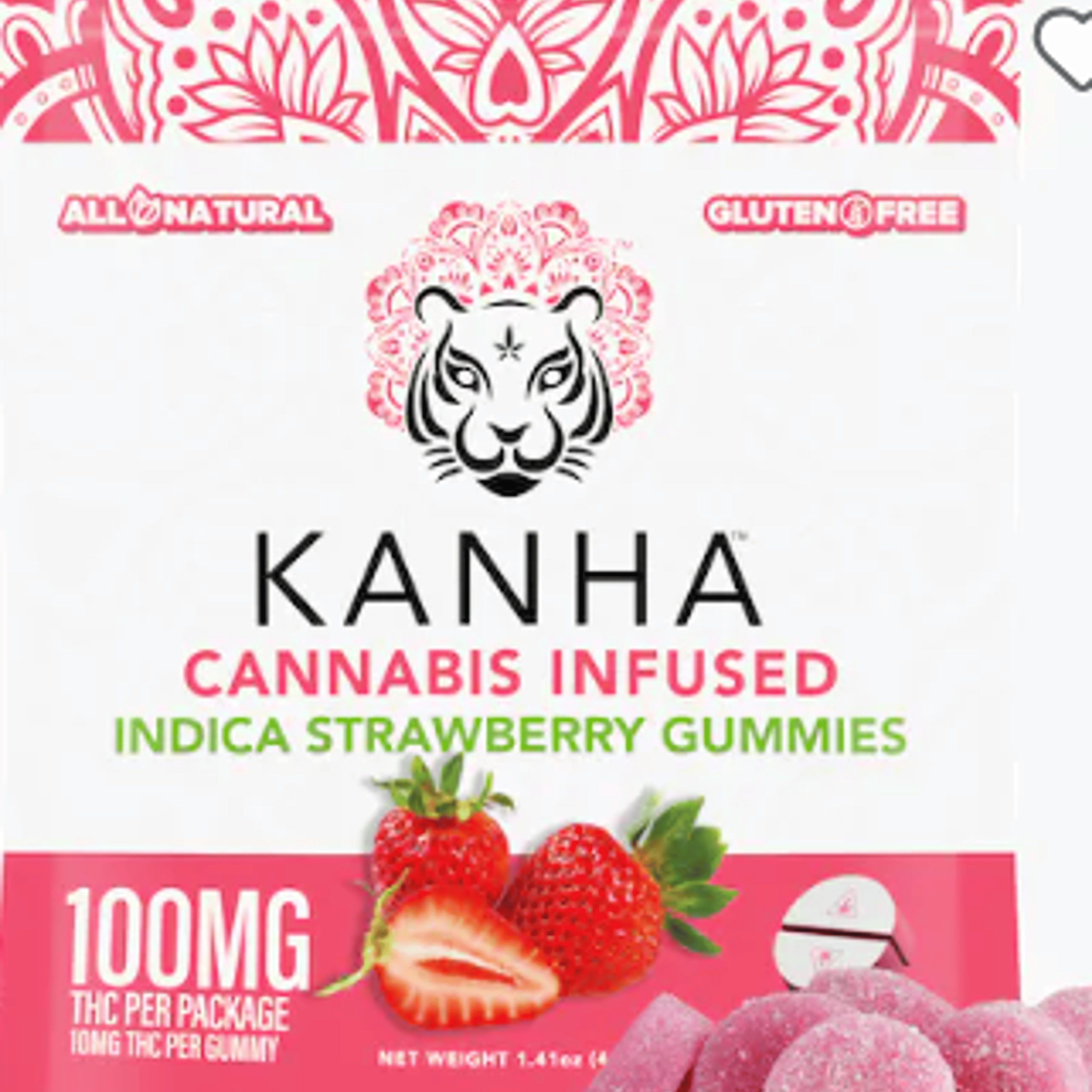 Classic : Strawberry Gummies - 100mg - Kanha - - $11.55 - Edibles