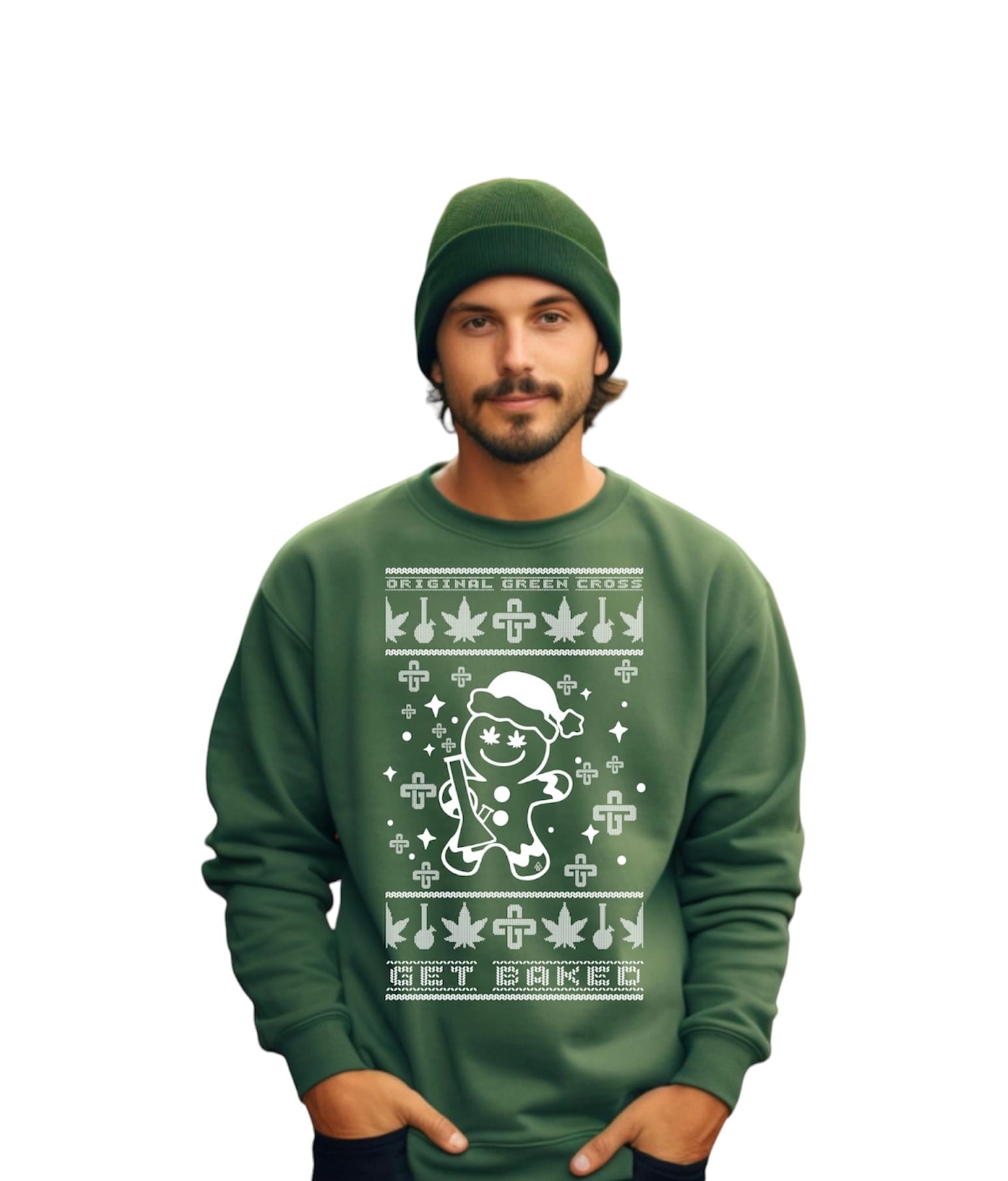 GC Holiday Crew Sweatshirt - Green (Small) - Original Green Cross -  - $27 - Non-Cannabis