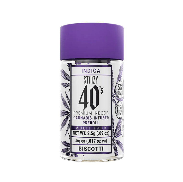 STIIIZY 40's | .5gx5pk - Biscotti - Infused Pre-Rolls - Indica - STIIIZY -  - $33 - Pre-Rolls
