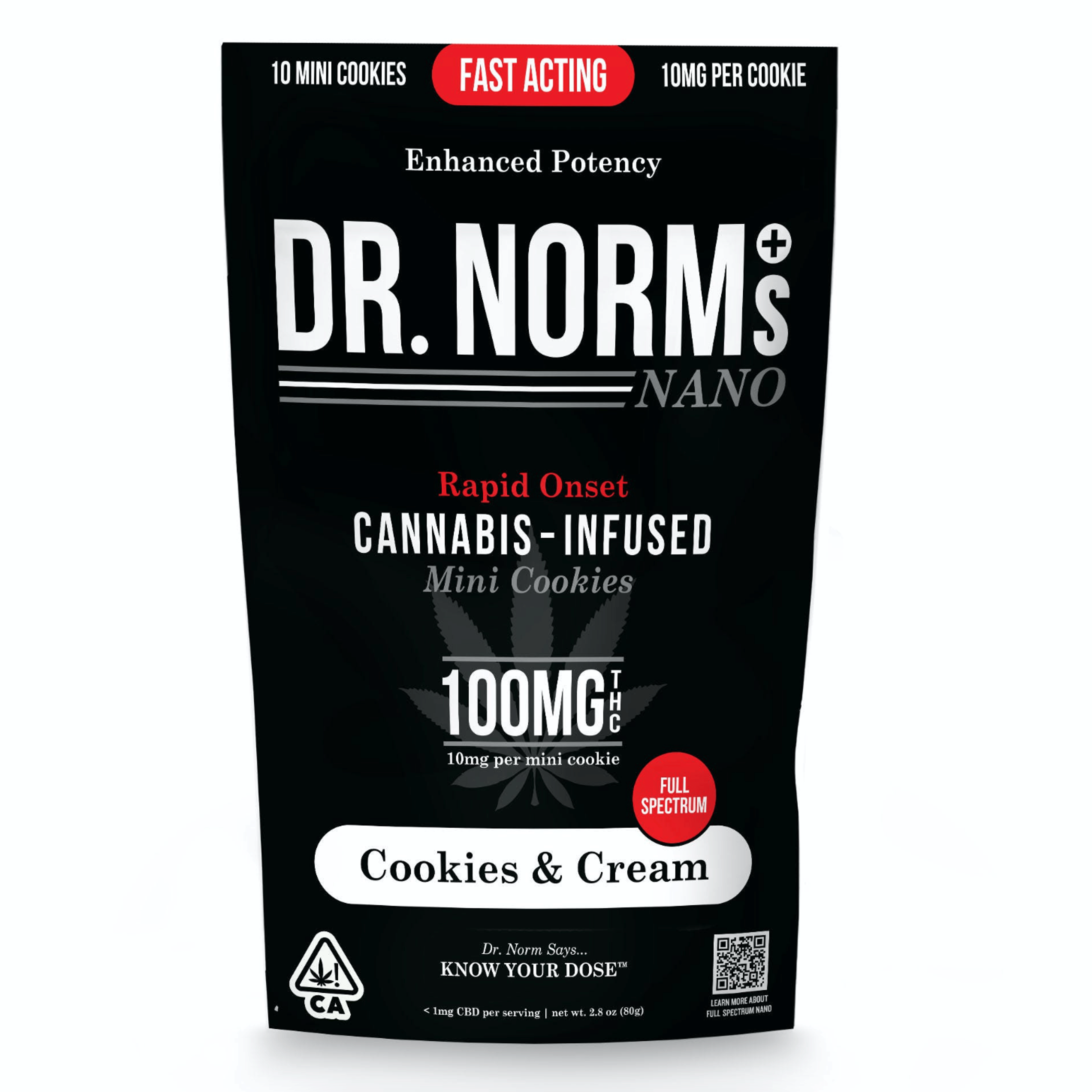Dr. Norms- NANO- Cookies N' Cream (10 Cookies) - Dr. Norm's - - $20 - Edibles