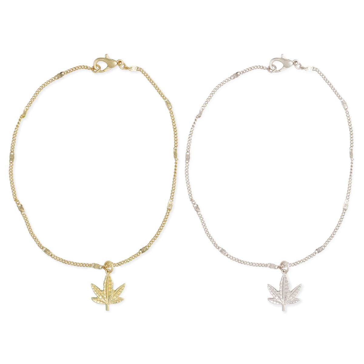 Cannabis Leaf Charm Anklet gold or silver -  - $15 - Accessories