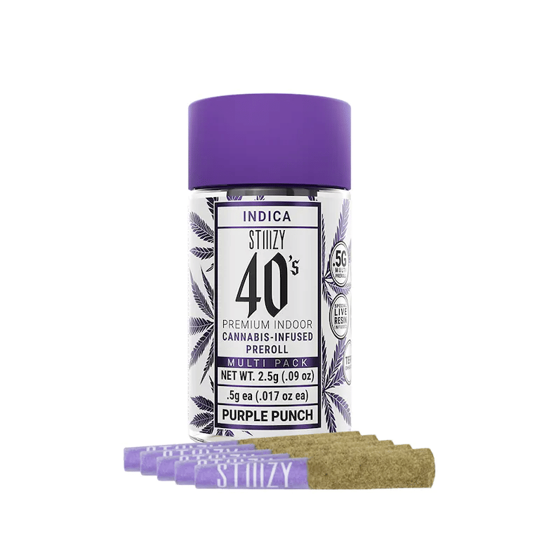 STIIIZY 40's | .5gx5pk - Purple Punch - Infused Pre-Rolls - Indica - STIIIZY -  - $33 - Pre-Rolls