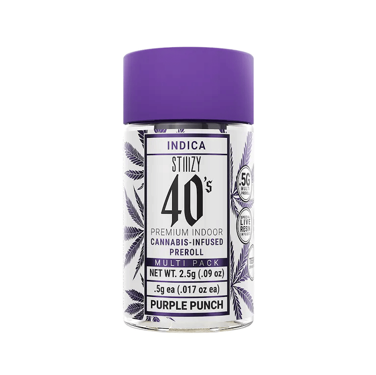 STIIIZY 40's | .5gx5pk - Purple Punch - Infused Pre-Rolls - Indica - STIIIZY -  - $33 - Pre-Rolls