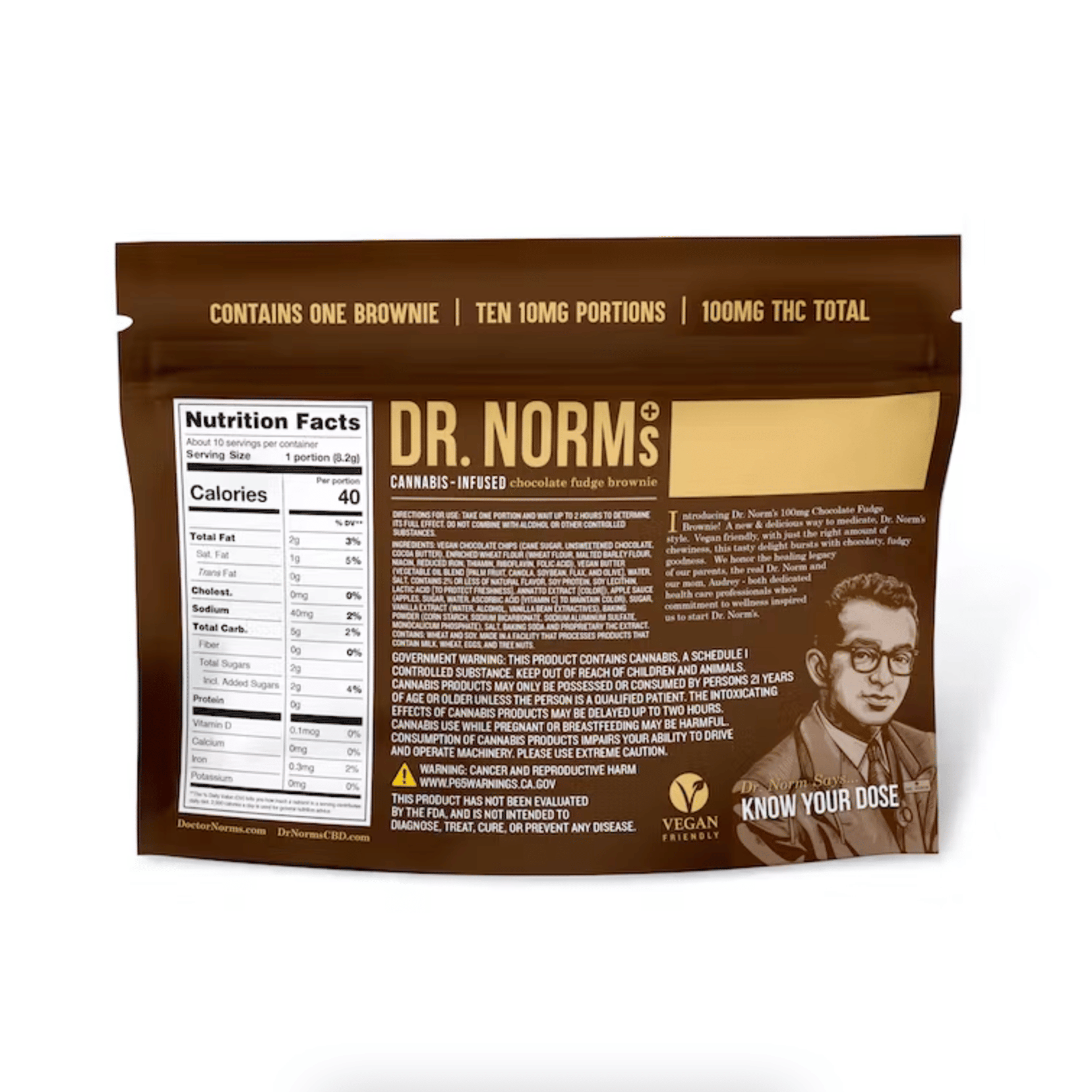 Dr. Norms- Chocolate Fudge Brownie - Dr. Norm's - - $17.50 - Edibles