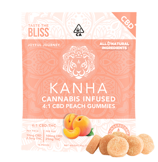 Peach Gummies | 4:1 CBD:THC | 100mg CBD | 25mg THC Total