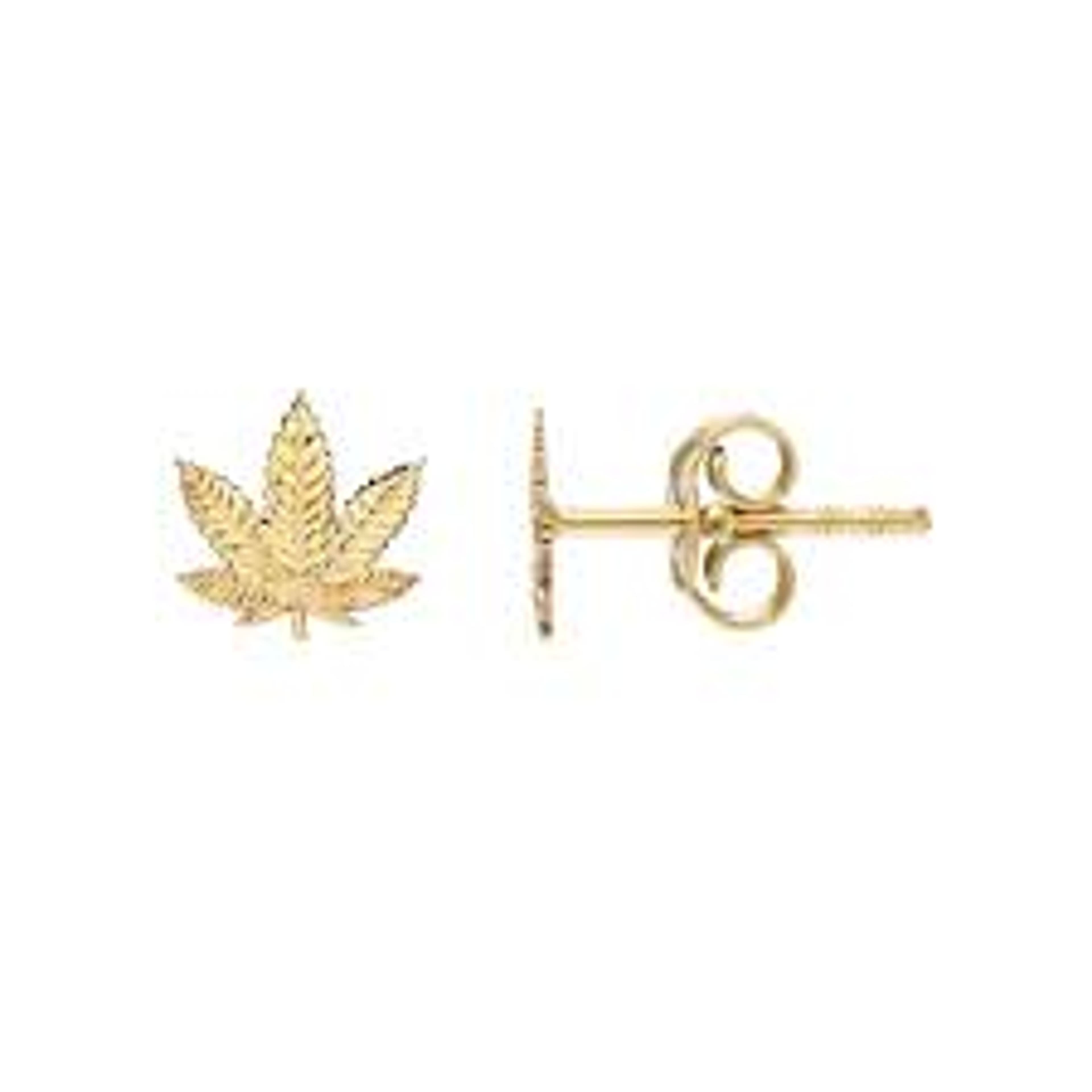 Gold Cannabis Leaf Post Earrings - - $15 - Accessories
