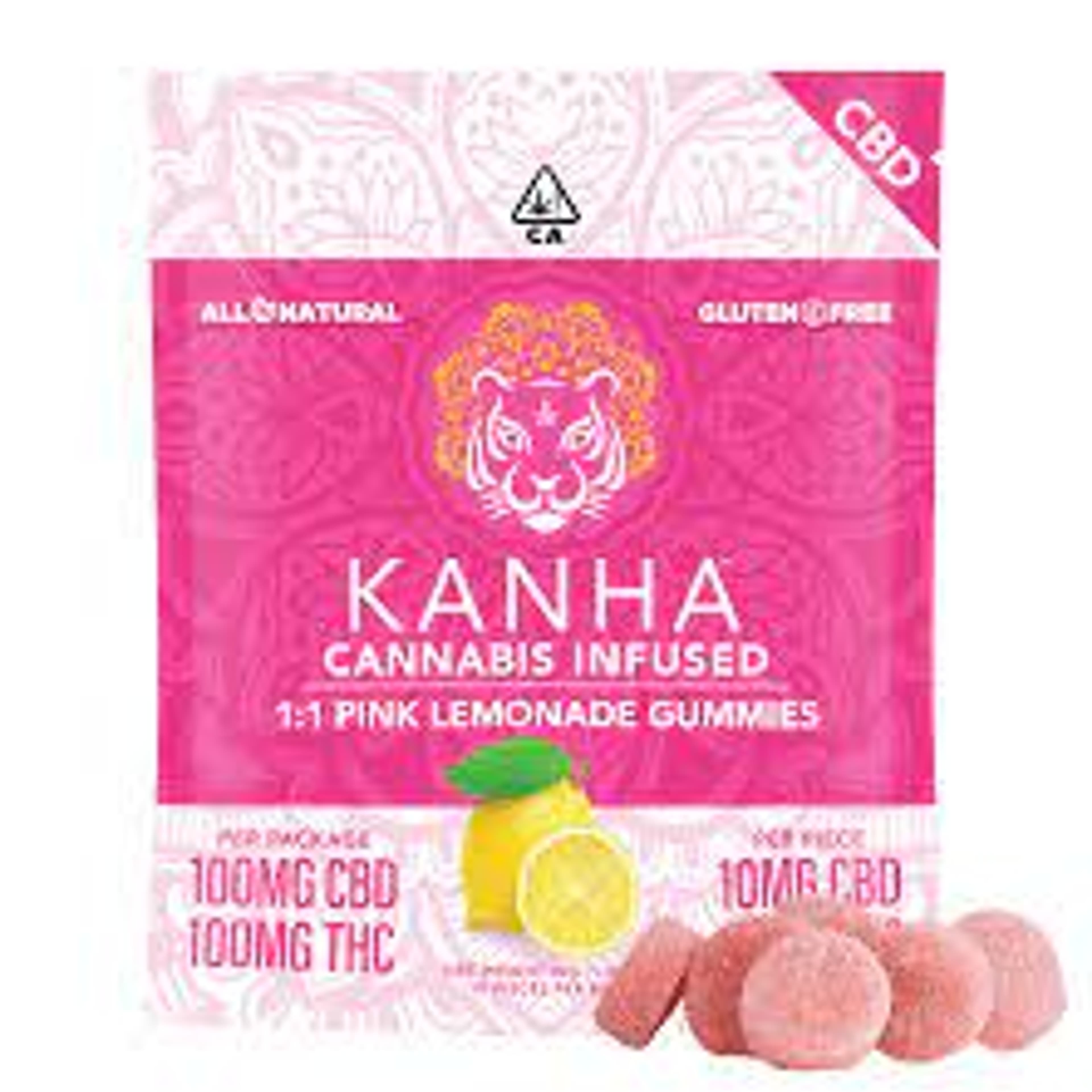 1:1 Pink Lemonade Gummies 100mg - Kanha - Gummies - $18 - Edible