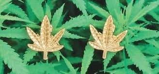 Gold Cannabis Leaf Post Earrings -  - $15 - Accessories