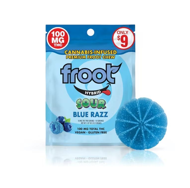 Sour Blue Razz Chew 100mg - Froot -  - $9 - Edible