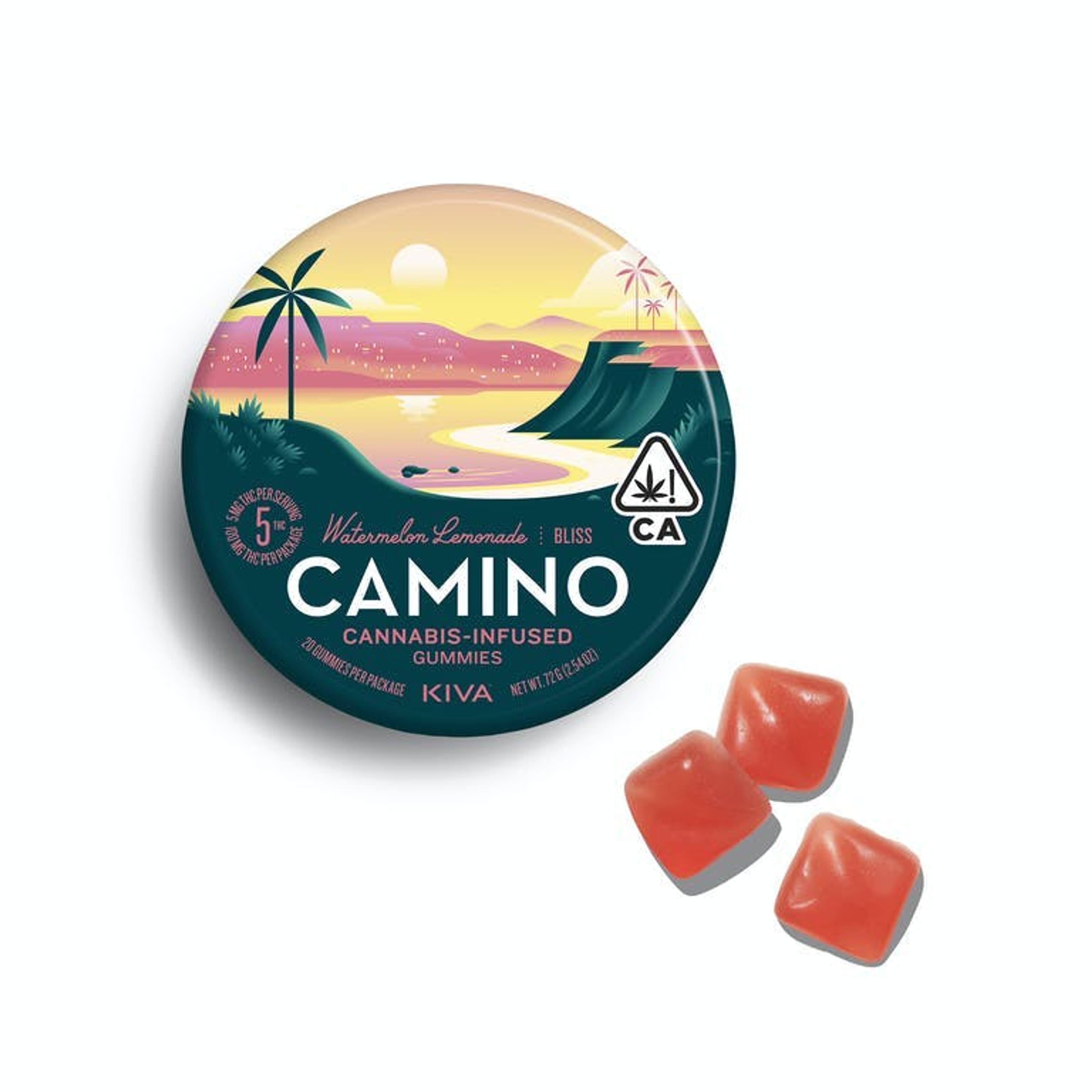 Camino Watermelon Lemonade "Bliss" Gummies - 100mg - Camino by Kiva - - $18 - Edibles