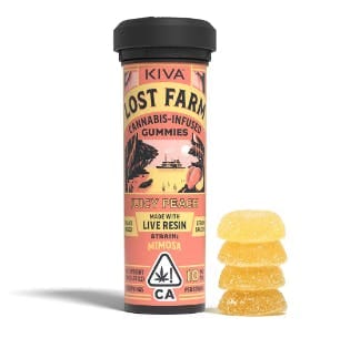 Lost Farm Juicy Peach 'Mimosa' Gummies - 100mg - Lost Farm by Kiva -  - $20 - Edibles
