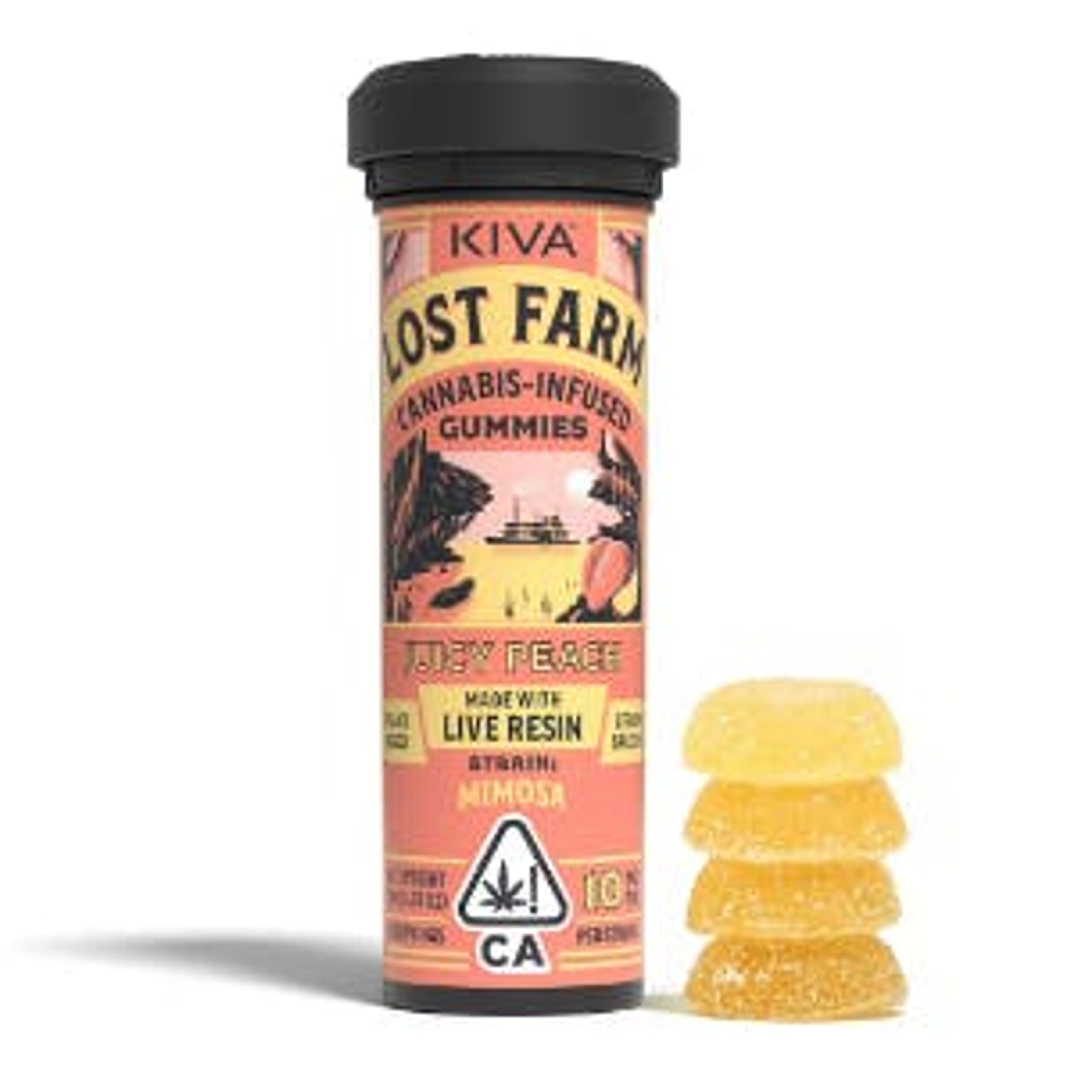 Lost Farm Juicy Peach 'Mimosa' Gummies - 100mg - Lost Farm by Kiva - - $20 - Edibles