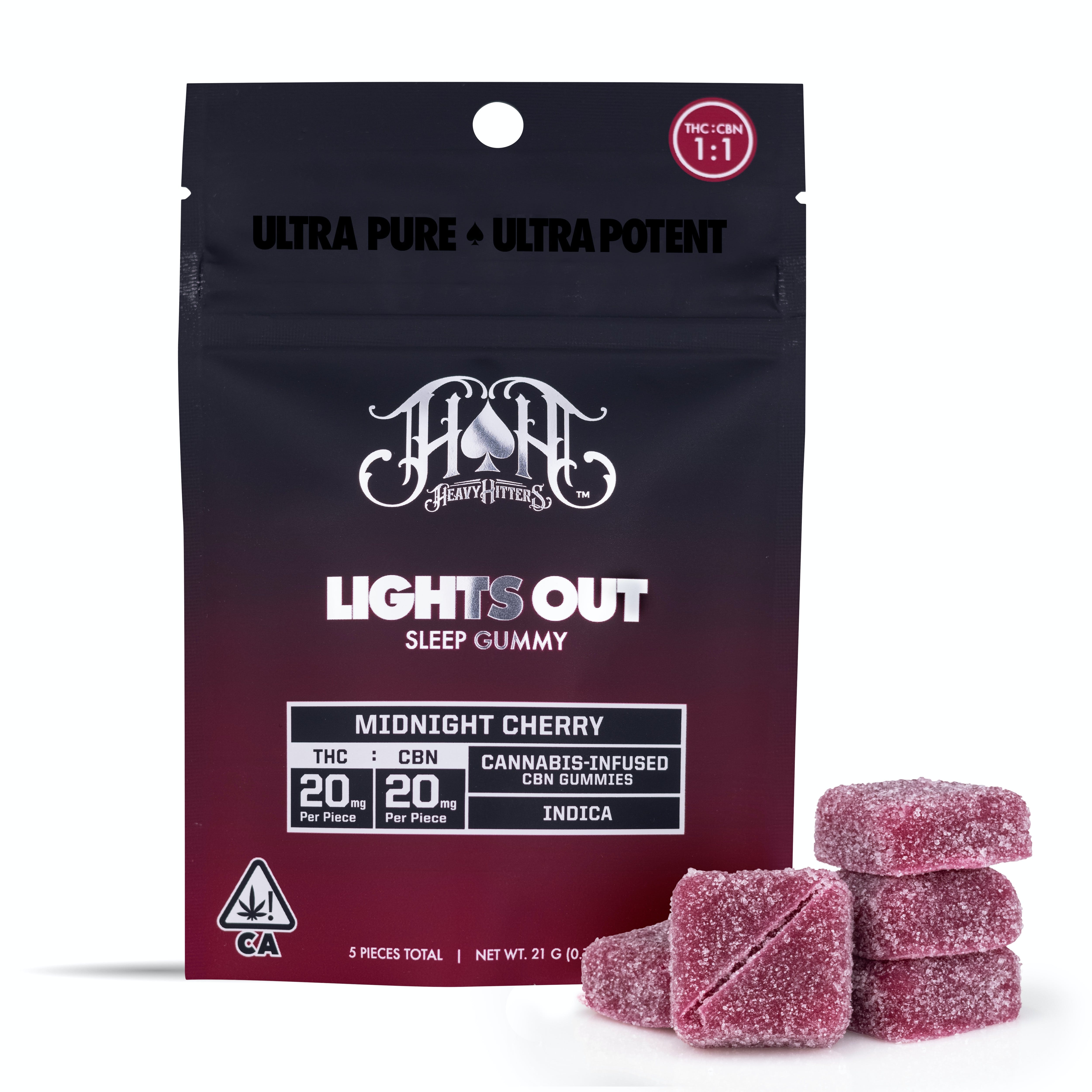 Heavy Hitters Gummies Lights Out THC/CBN - Heavy Hitters - Midnight Cherry - $23 - Edibles
