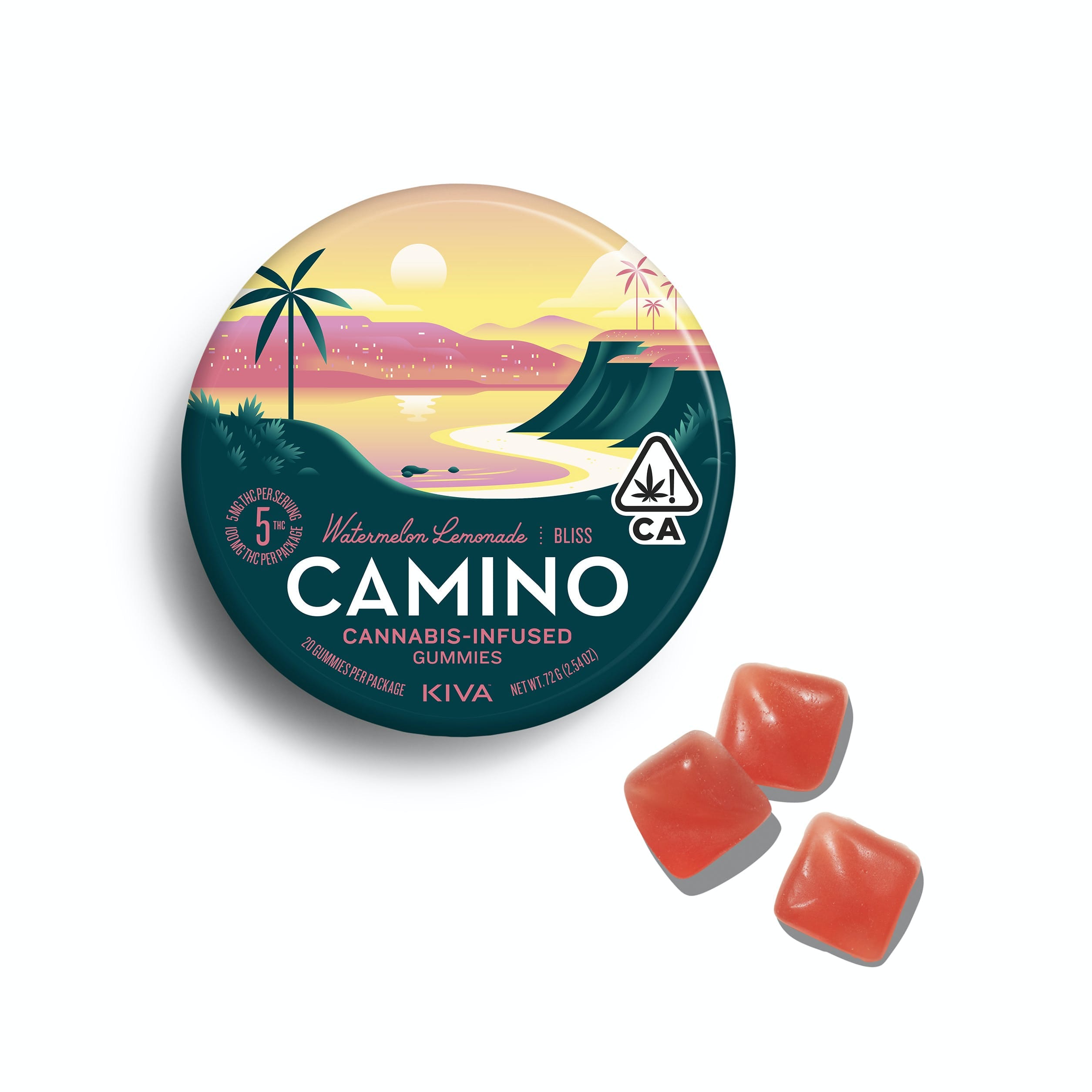 Watermelon Lemonade Gummies 100mg Camino - Kiva -  - $19.74 - Edible