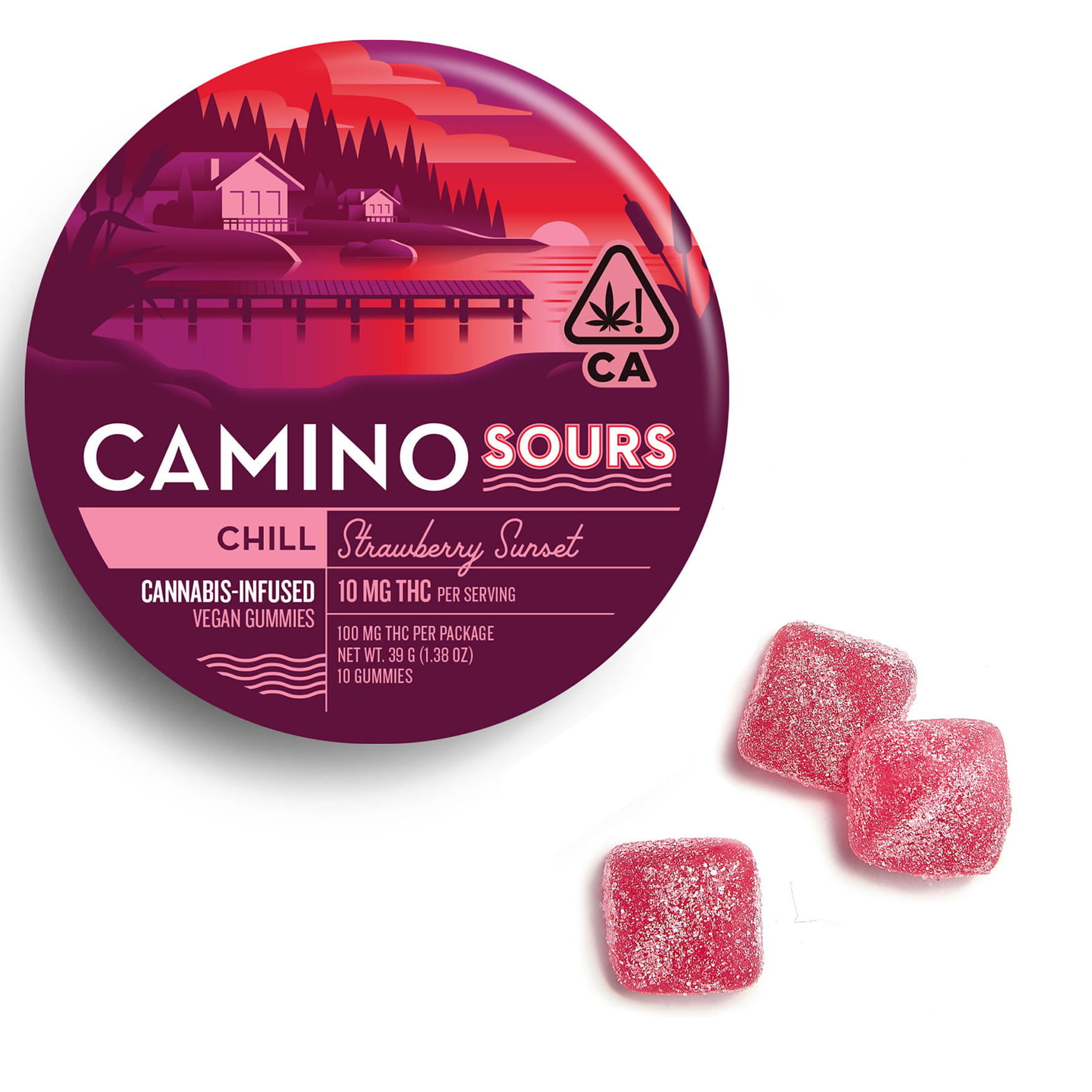 Sours Strawberry Sunset 10mg (I) Camino Gummies - Kiva Confections - Sours Strawberry Sunset (I) - $17 - Edibles