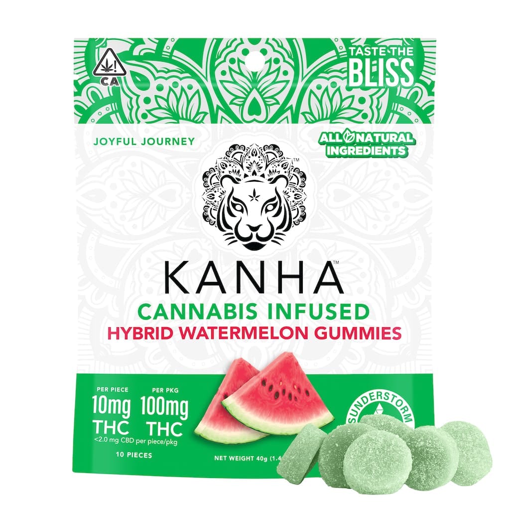 Watermelon - 100mg - Kanha - 10 Pack Hybrid - $15 - Gummies