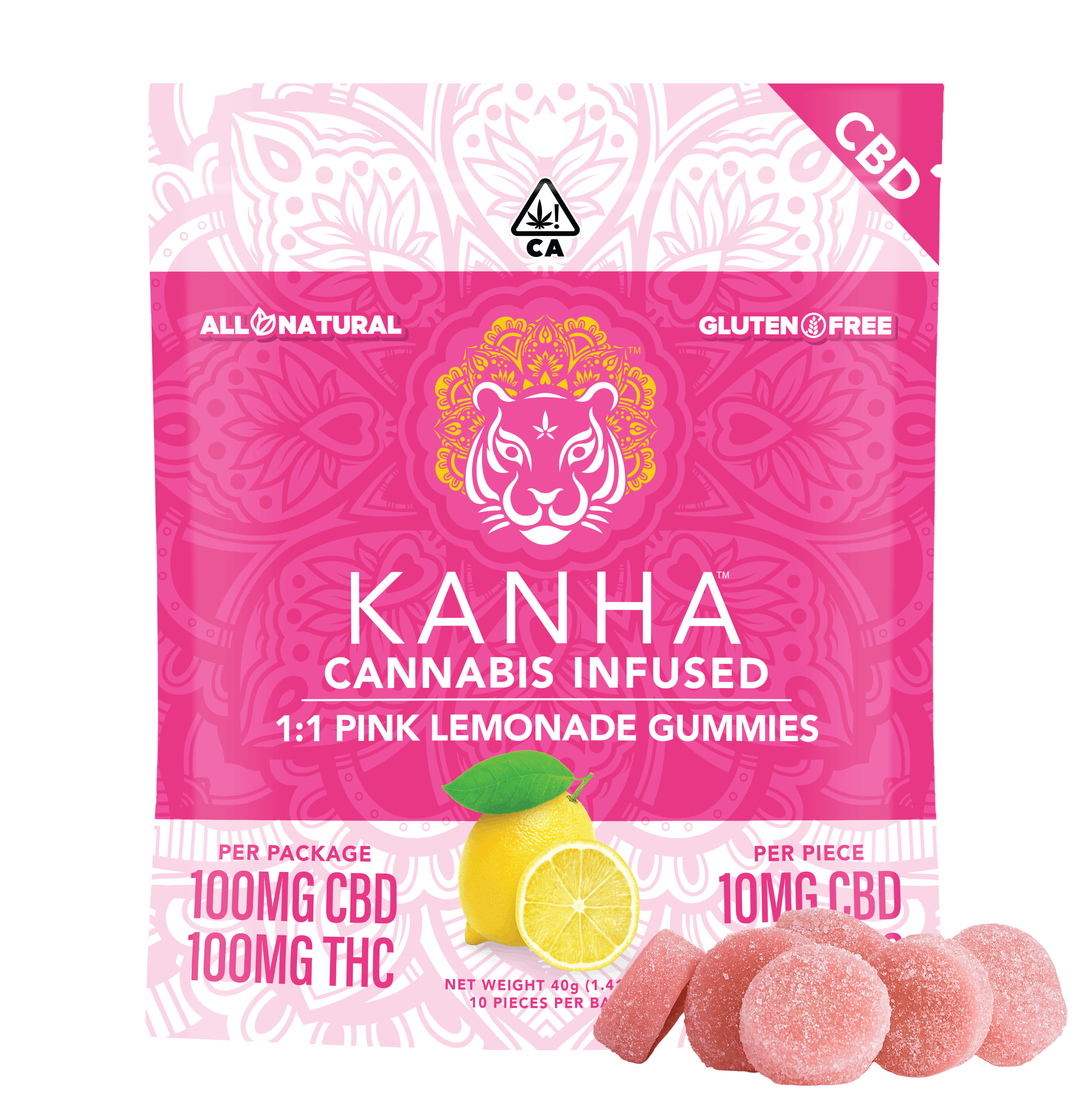KANHA - Pink Lemonade Gummies 1:1 CBD/THC - 100mg/100mg - Kanha -  - $17.99 - Edibles