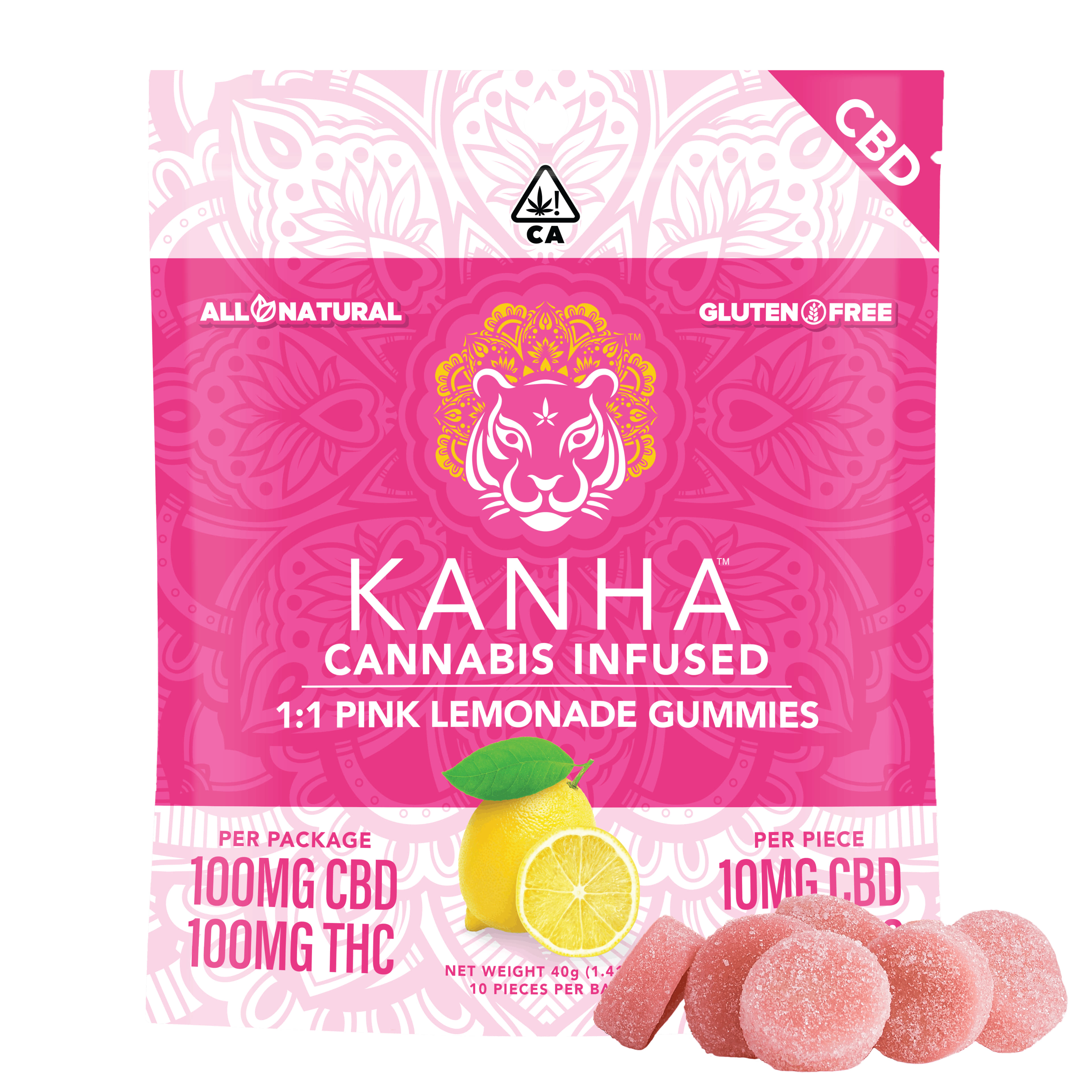 KANHA - Pink Lemonade Gummies 1:1 CBD/THC - 100mg/100mg - Kanha - - $17.99 - Edibles