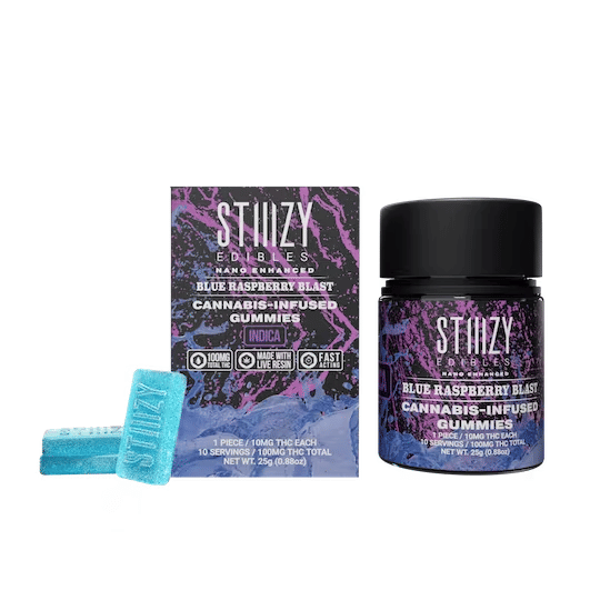 BLUE RASPBERRY BLAST EDIBLES 100MG GUMMIES 10x10 - 100mg Edibles : STIIIZY