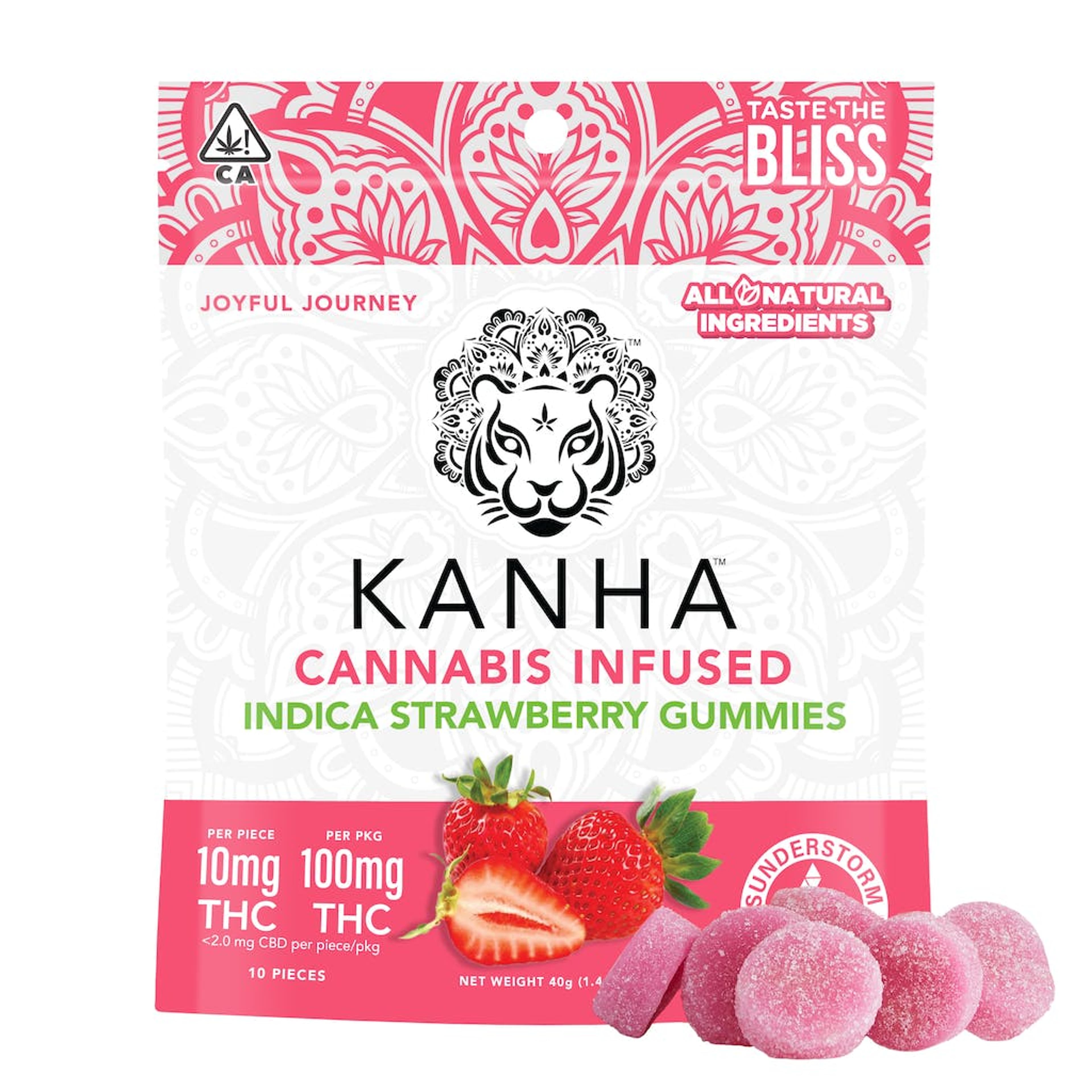 Strawberry - 100mg - Kanha - 10 Pack Indica - $15 - Gummies