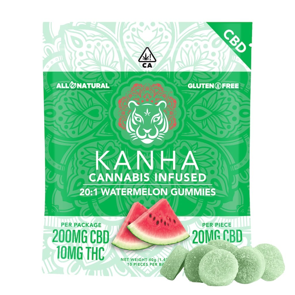 Watermelon 20:1 - 200mg CBD - Kanha - 10 Pack High CBD - $22 - Gummies
