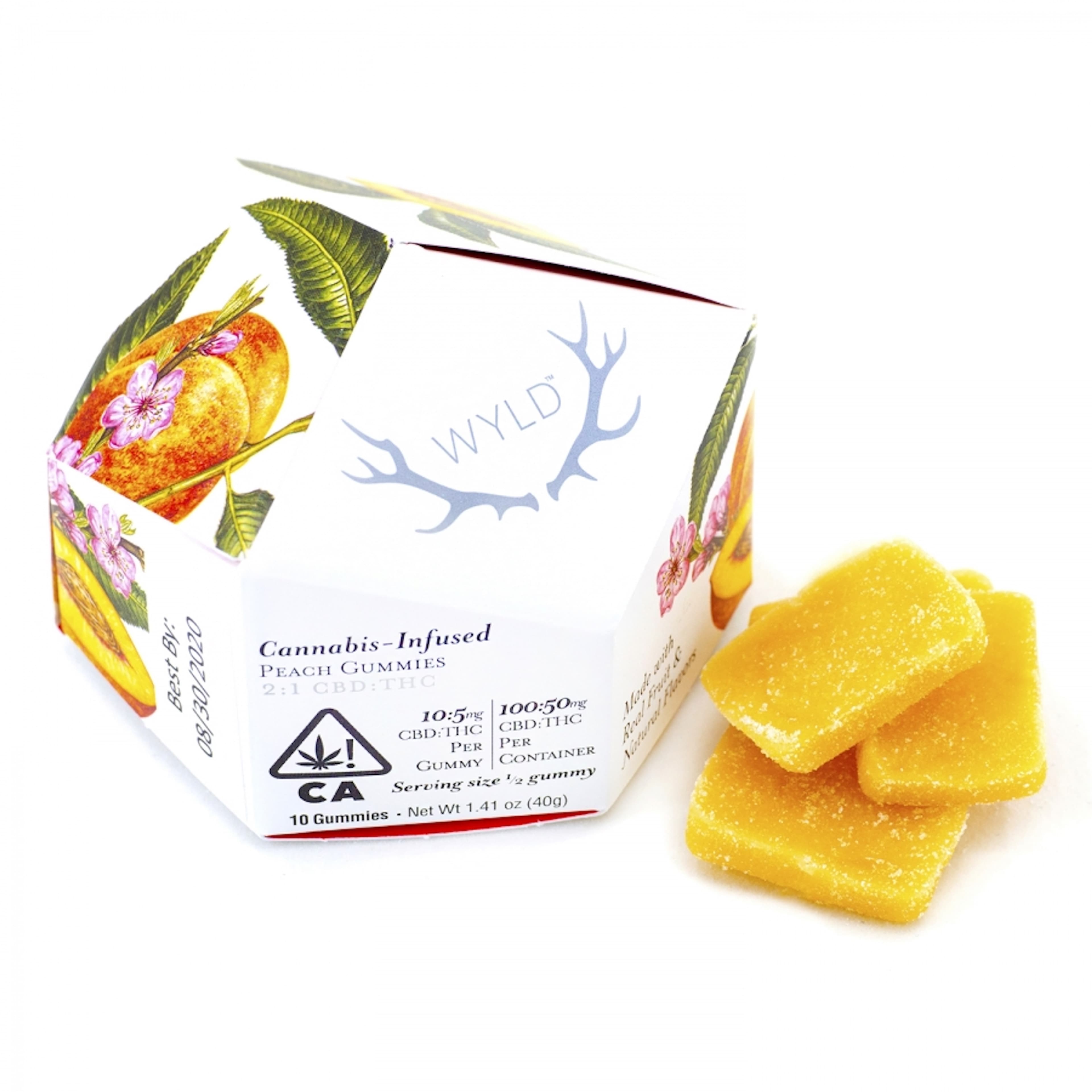 Peach Gummies - 2:1 CBD:THC - 10 pack - WYLD - Gummy - 1:1 Hybrid - $18 - Gummies