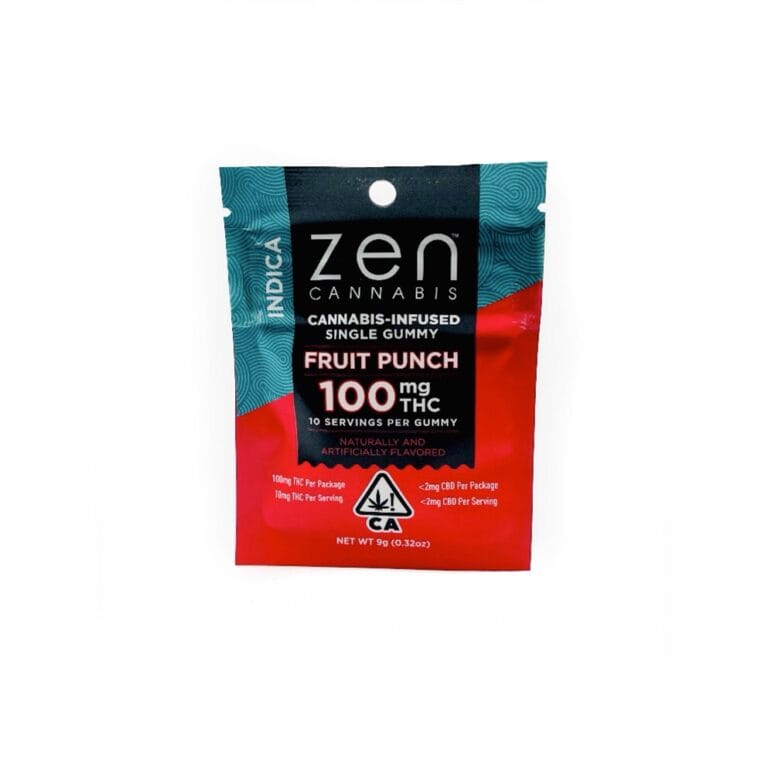 Fruit Punch Indica 100mg Gummies - ZEN -  - $8 - Edible