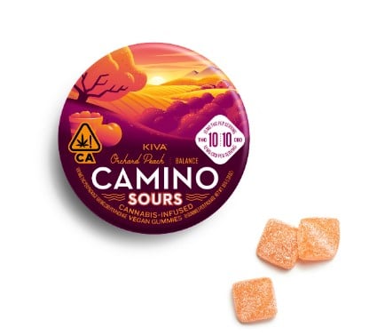 ORCHARD PEACH GUMMIES | BALANCE 1:1 CBD:THC | KIVA CAMINO SOURS
