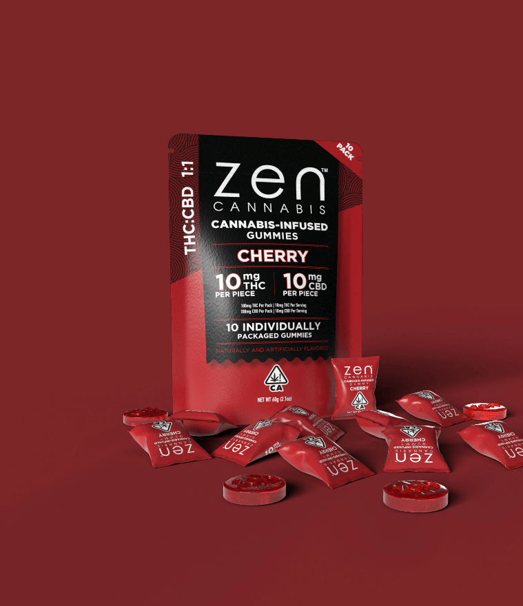 ZEN: 1:1 Cherry THC:CBD- 100mg THC + 100mg CBD - Zen Cannabis -  - $14 - Edibles
