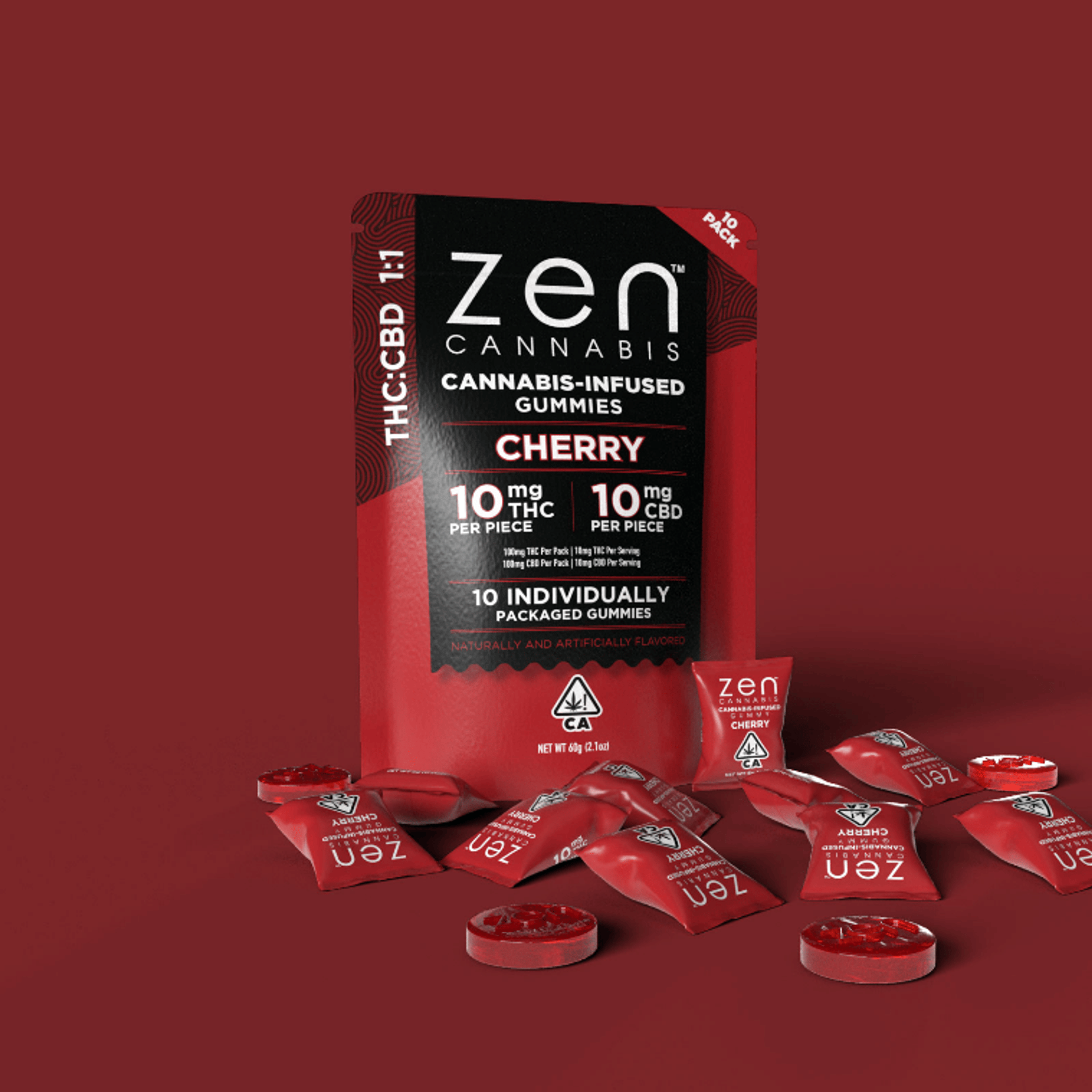 ZEN: 1:1 Cherry THC:CBD- 100mg THC + 100mg CBD - Zen Cannabis - - $14 - Edibles