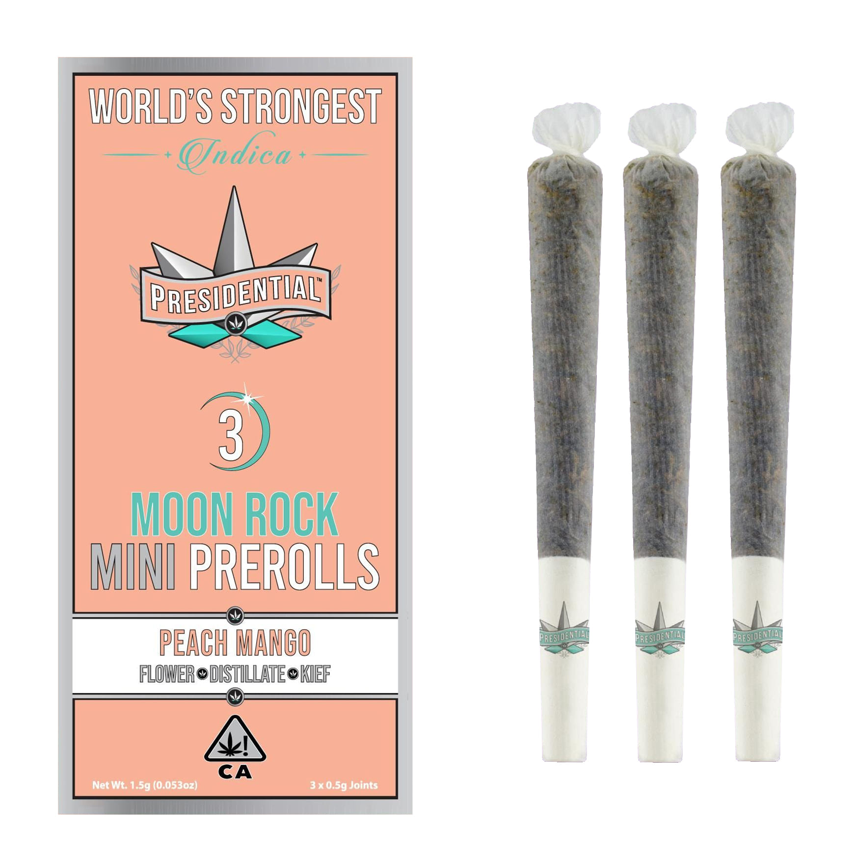 Peach Mango (I/H) Pee-Wee Moon Rock Mini Prerolls - Presidential - Peach Mango (I/H) Pee-Wee Moon Rock Mini Prerolls - $20 - Prerolls