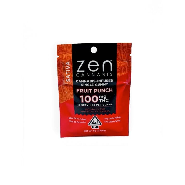 Fruit Punch Single Sativa Fruit Punch 100mg Gummy - ZEN -  - $6.40 - Edible