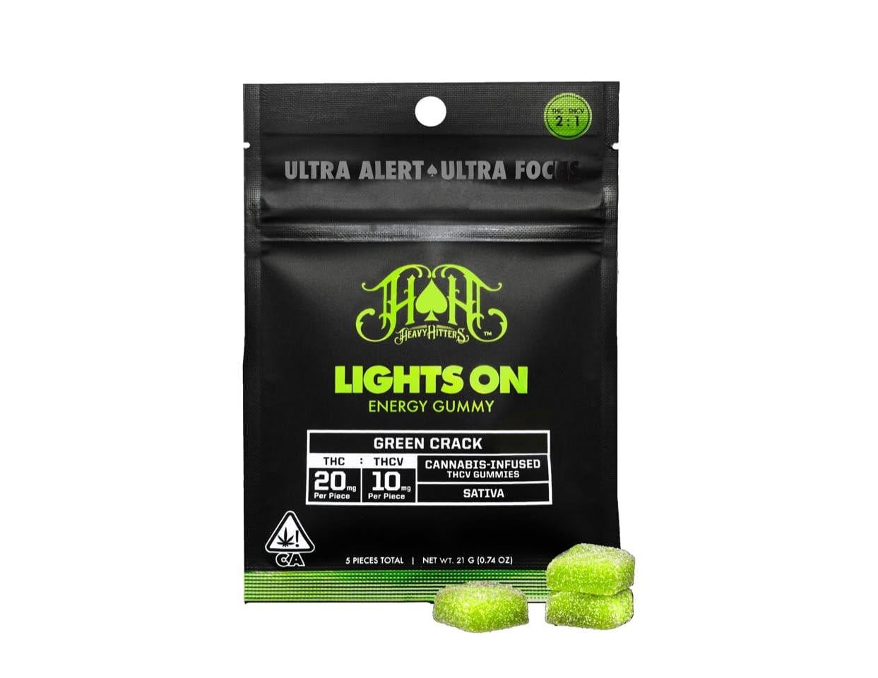 2:1 THC-V Green Crack | Lights On Gummies - Heavy Hitters -  - $20 - Edibles