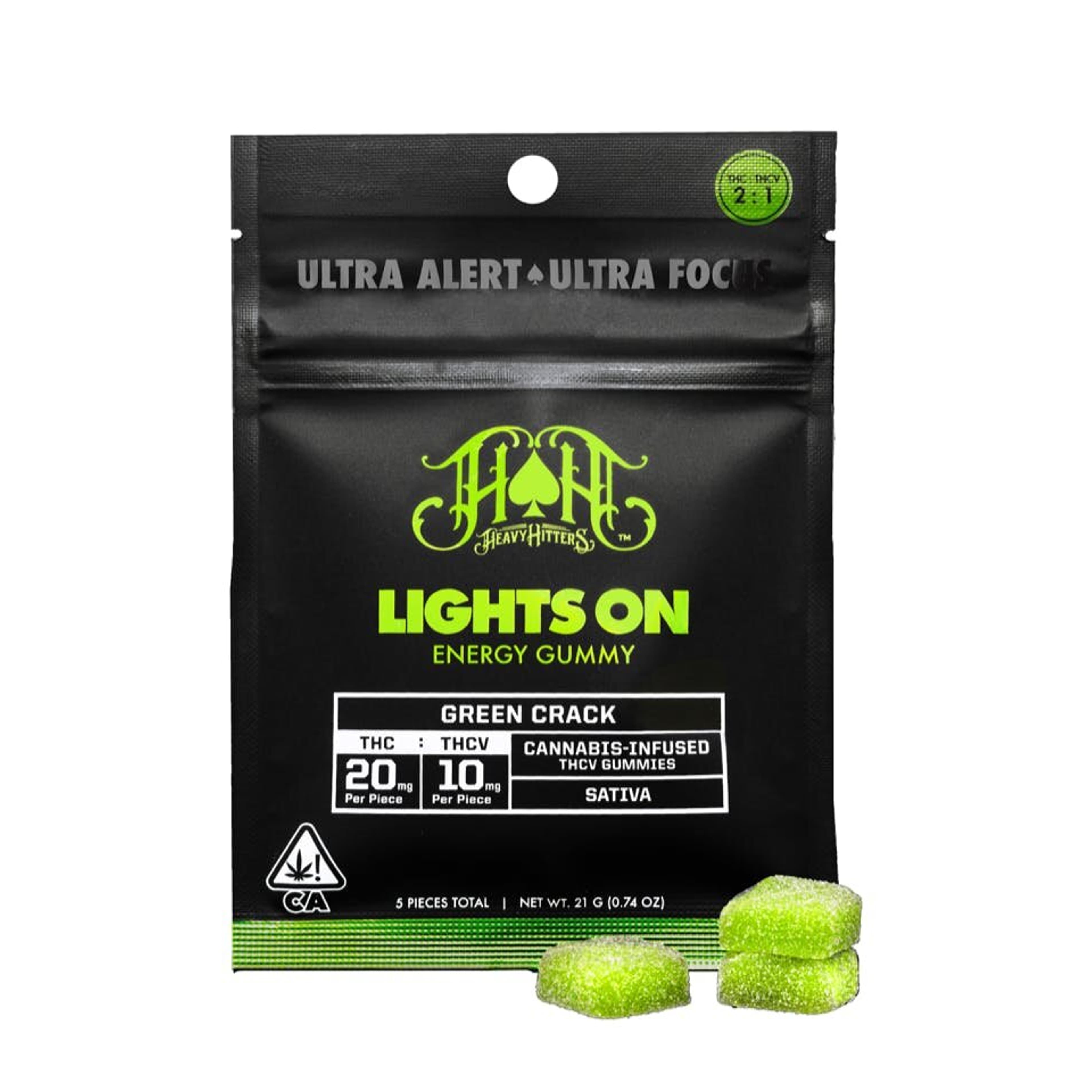 2:1 THC-V Green Crack | Lights On Gummies - Heavy Hitters - - $20 - Edibles