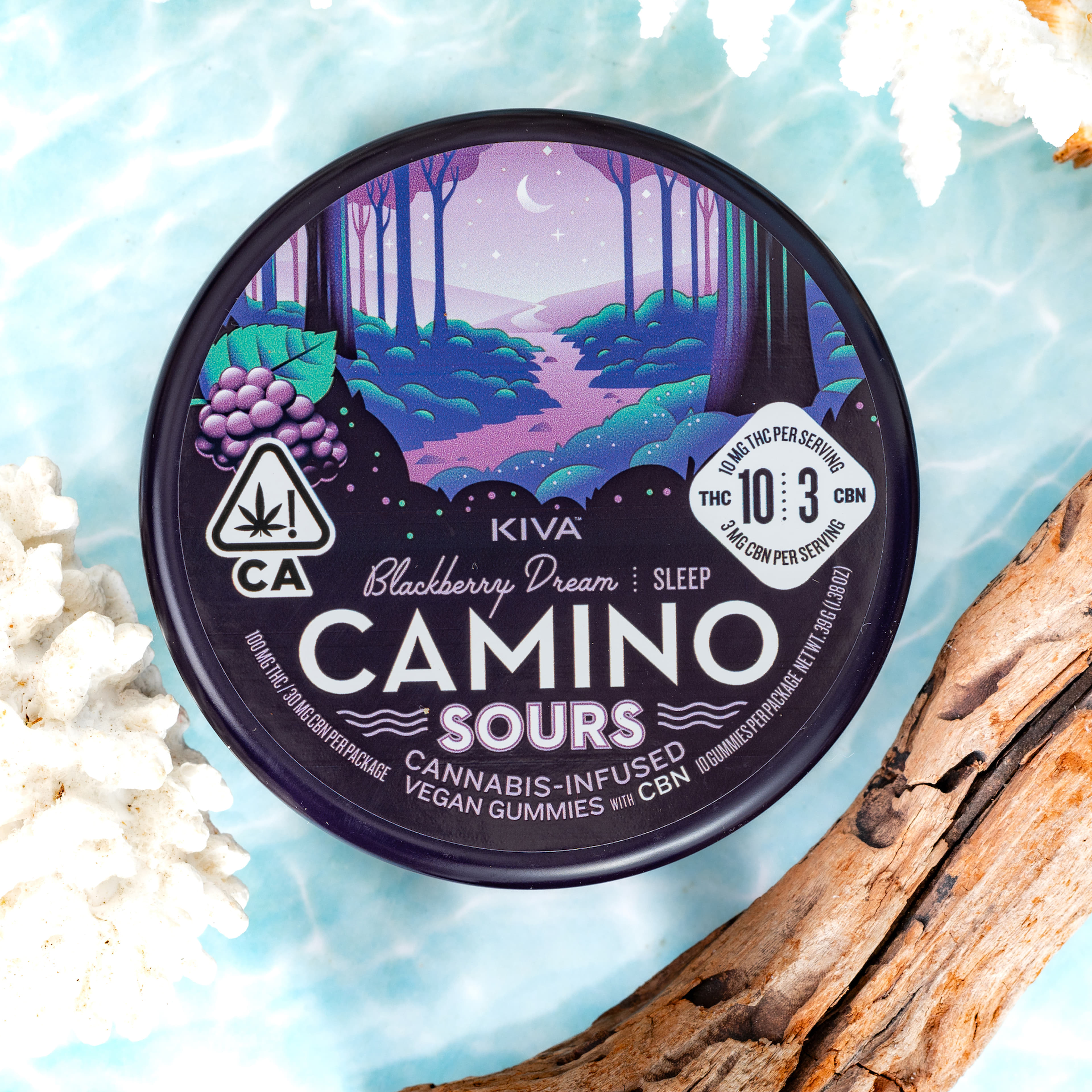 Camino Sours Blackberry CBN-CBD 1:1:1 - Kiva Confections - - $25.99 - Edible