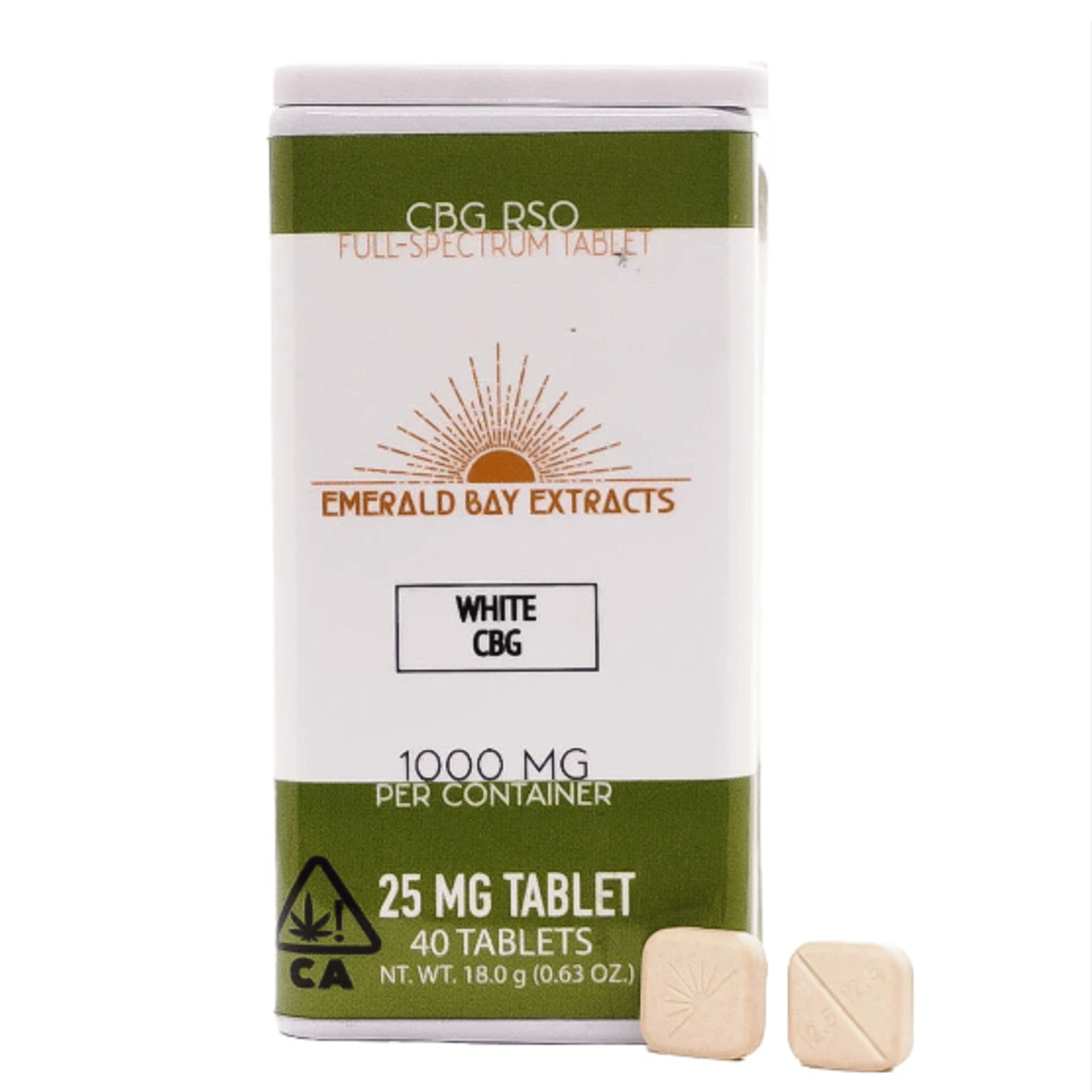 White CBG RSO Tablets 25mg - Emerald Bay Extracts - - $42 - Capsules