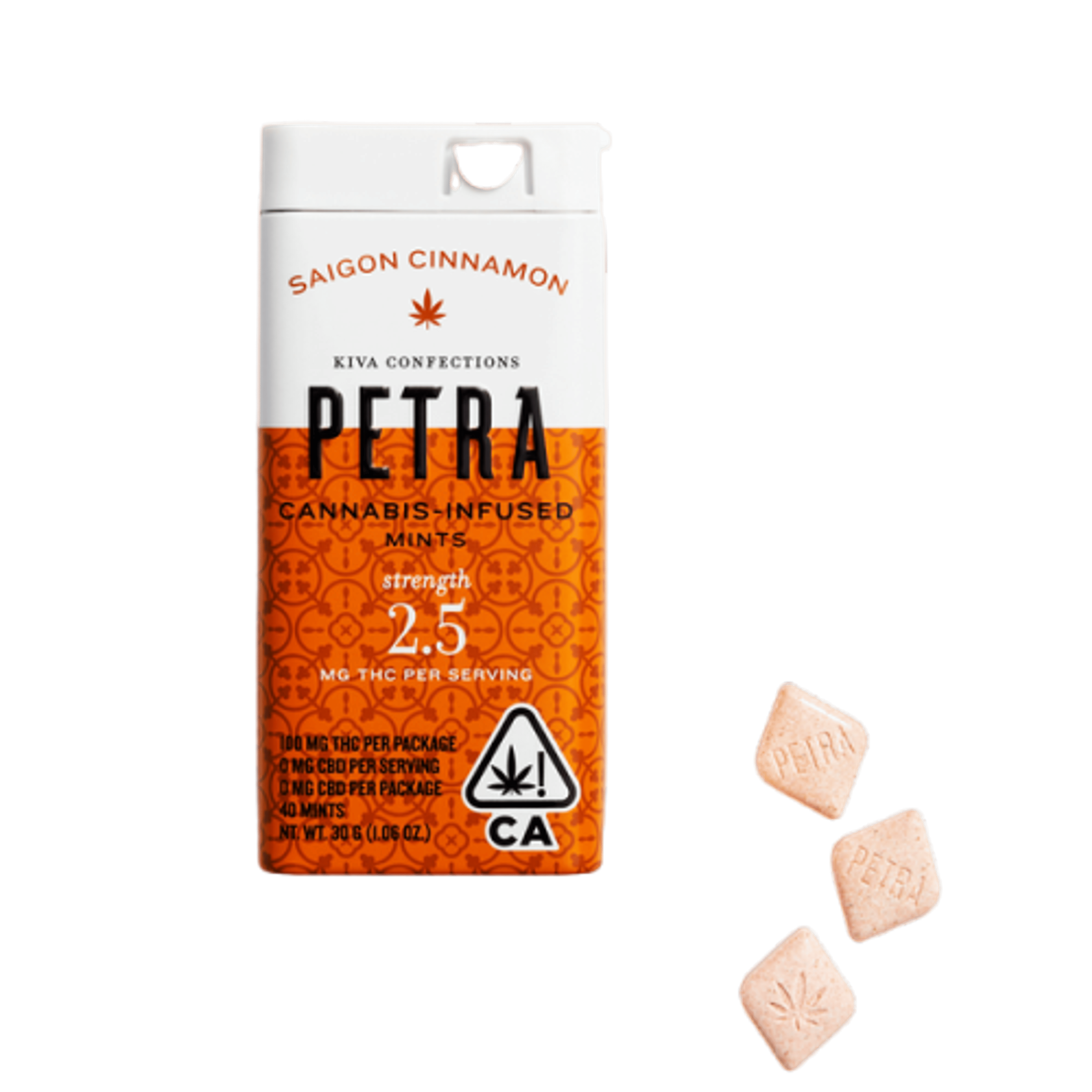 Petra Saigon Cinnamon 1:1 CBD Mints - Kiva Confections - 40 Piece - $19.99 - Edibles