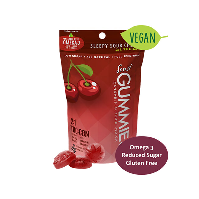 Sensi Gummies - 2:1 THC/CBN - Sleepy Sour Cherry - 150mg - Indica