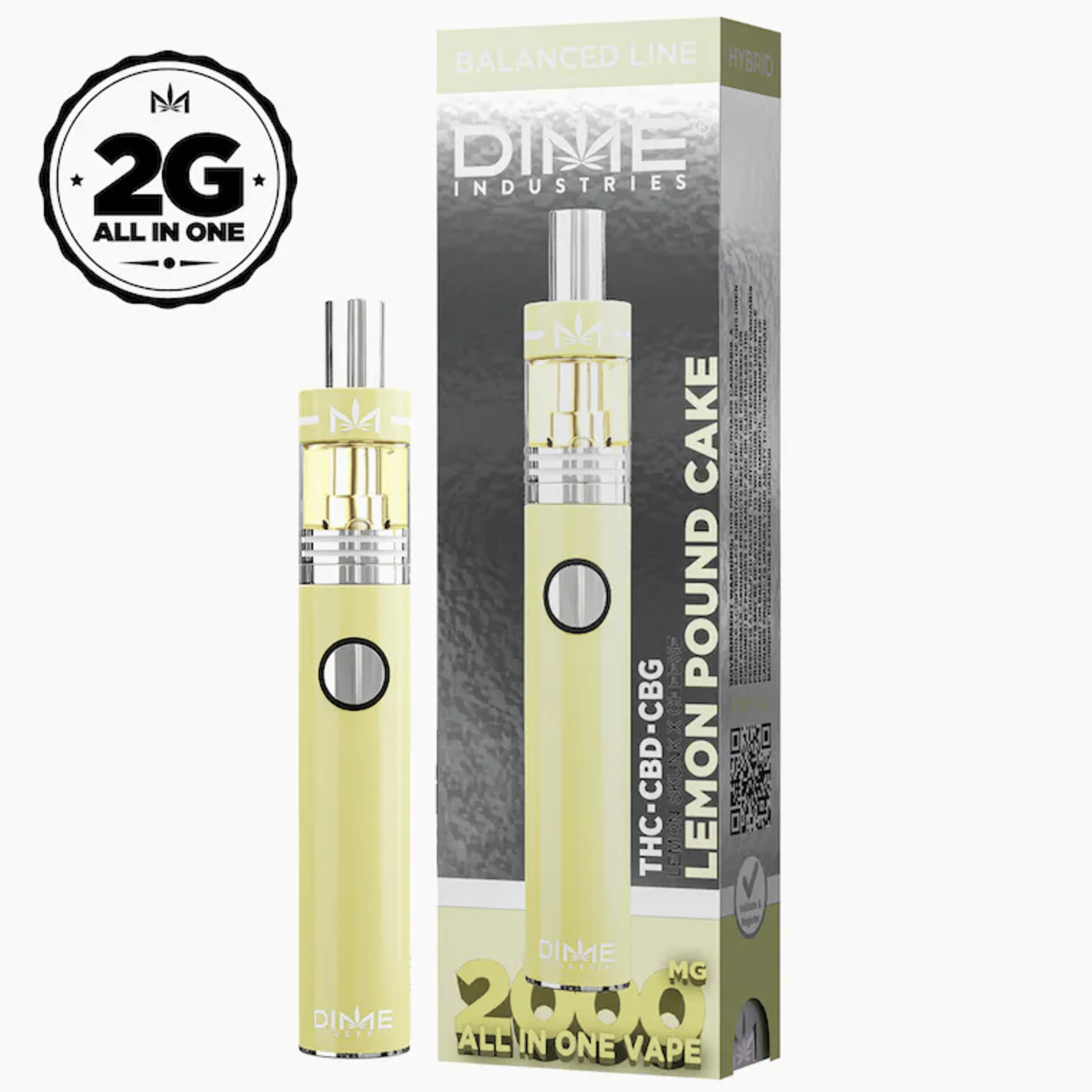 Dime Industries | 2000mg THC:CBD:CBG - Lemon Pound Cake - Disposable - Hybrid - Dime Industries - - $44 - All-In-Ones