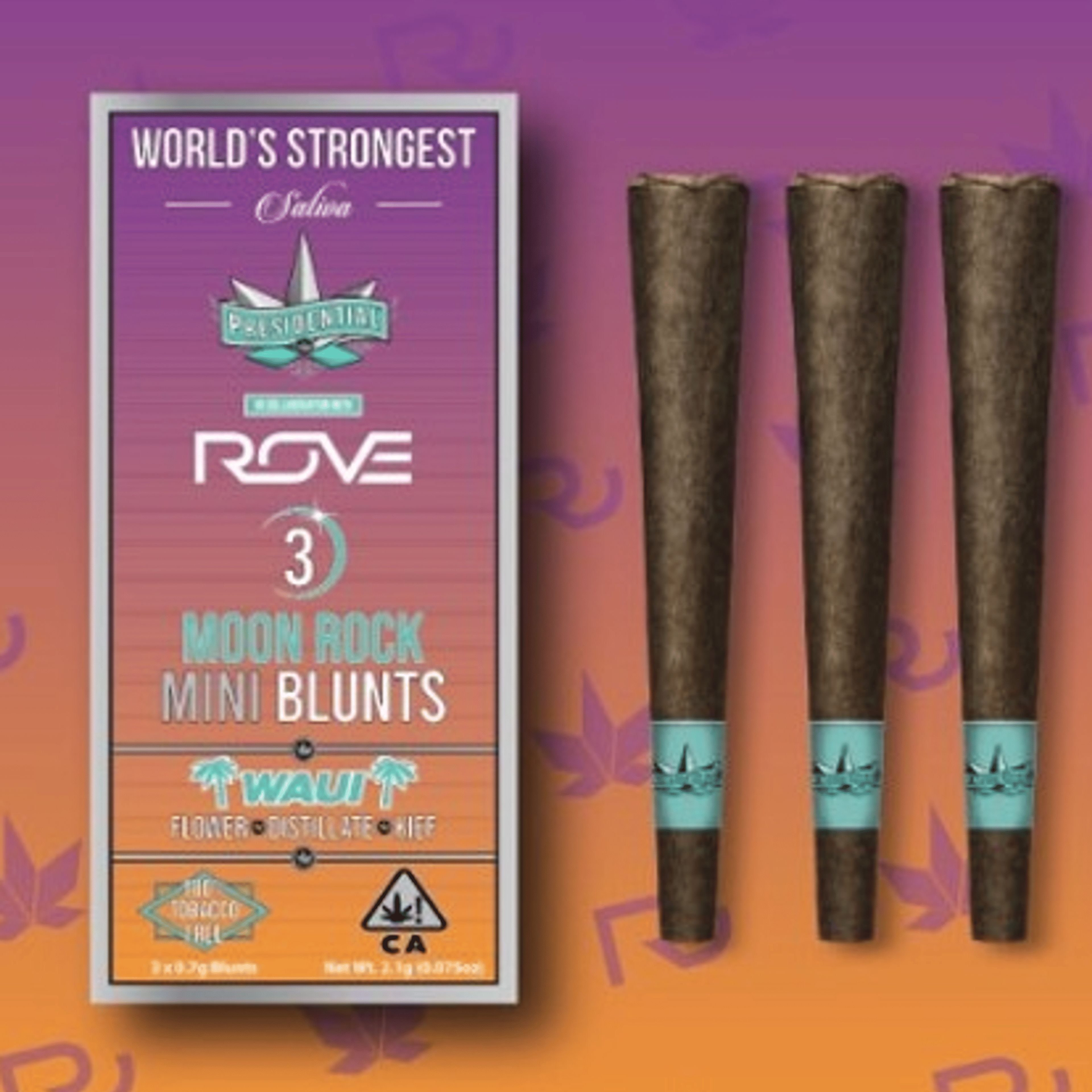 Presidential x Rove Mini Blunts | .7gx3pk - Waui - Moon Rock Infused - Sativa - Presidential - - $26 - Pre-Rolls