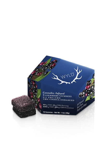 Wyld Elderberry THC : CBN 100mg THC : 50mg CBN, Indica Enhanced Gummy